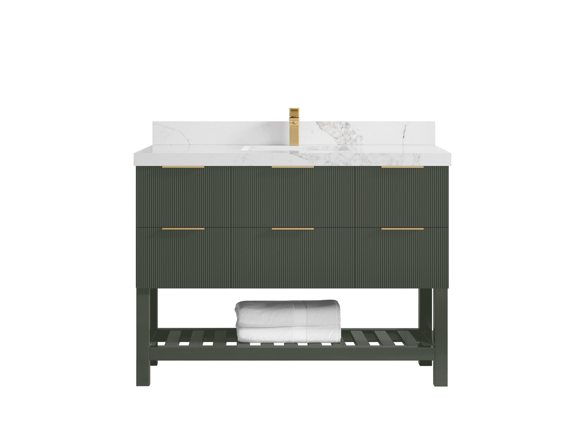 Catalina 48 in W x 22 in D Free Standing Reeded Single Sink Bathroom Vanity - Willow Bath and Vanity