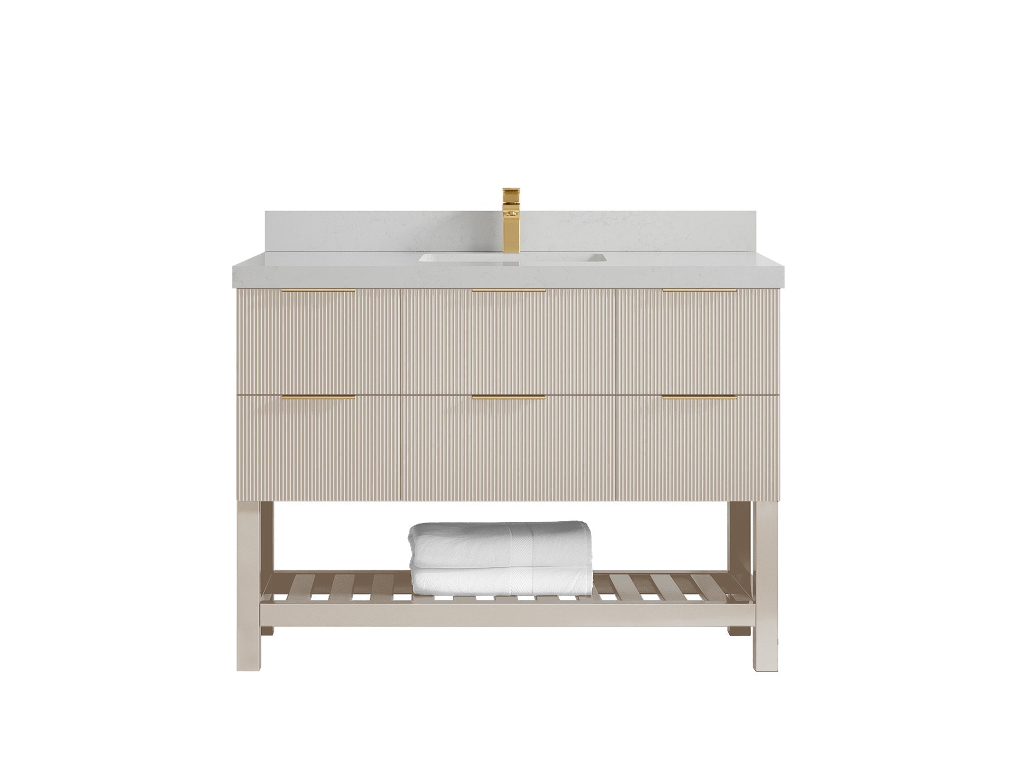 Catalina 48 in W x 22 in D Free Standing Reeded Single Sink Bathroom Vanity - Willow Bath and Vanity