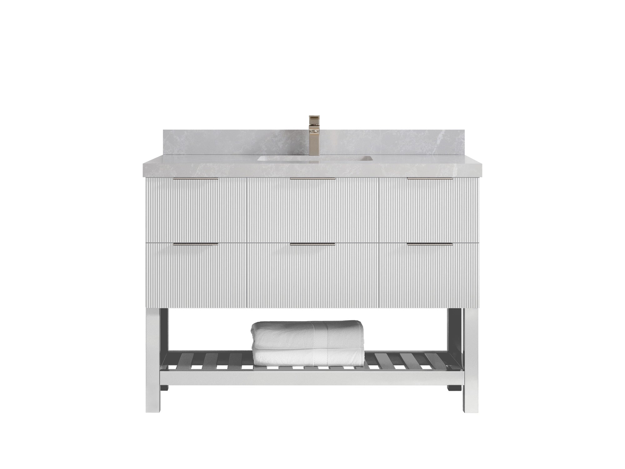 Catalina 48 in W x 22 in D Free Standing Reeded Single Sink Bathroom Vanity - Willow Bath and Vanity