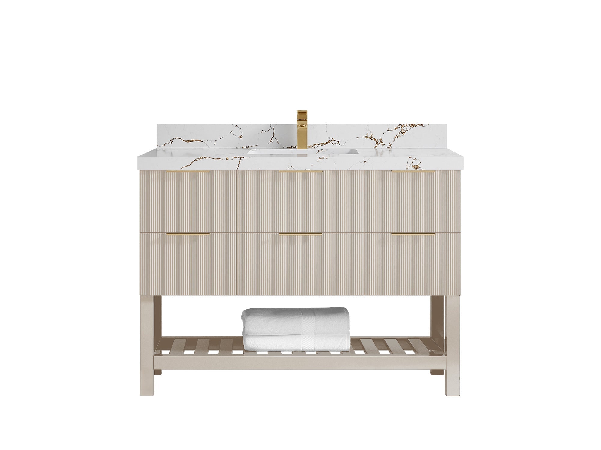 Catalina 48 in W x 22 in D Free Standing Reeded Single Sink Bathroom Vanity - Willow Bath and Vanity