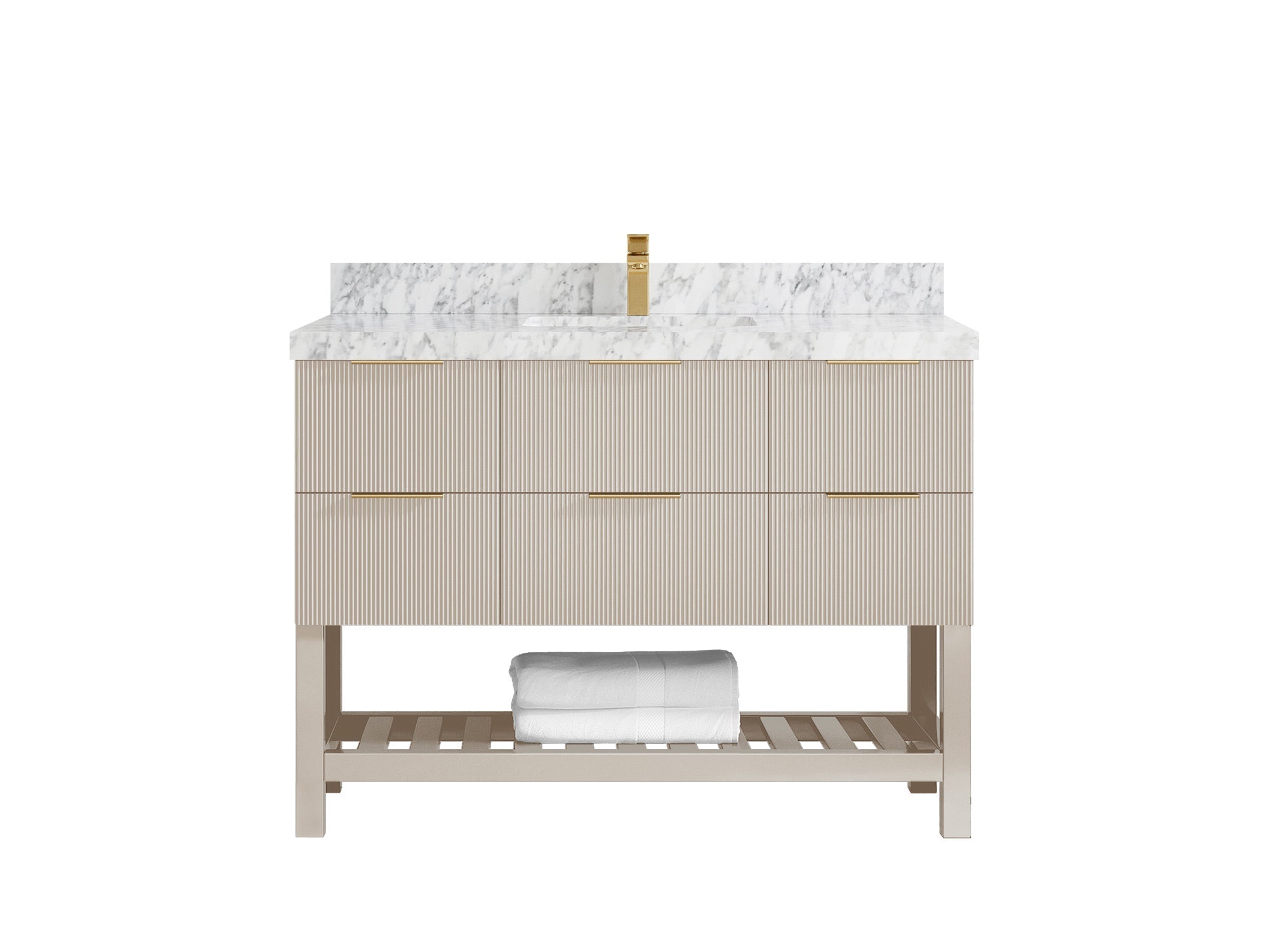Catalina 48 in W x 22 in D Free Standing Reeded Single Sink Bathroom Vanity - Willow Bath and Vanity