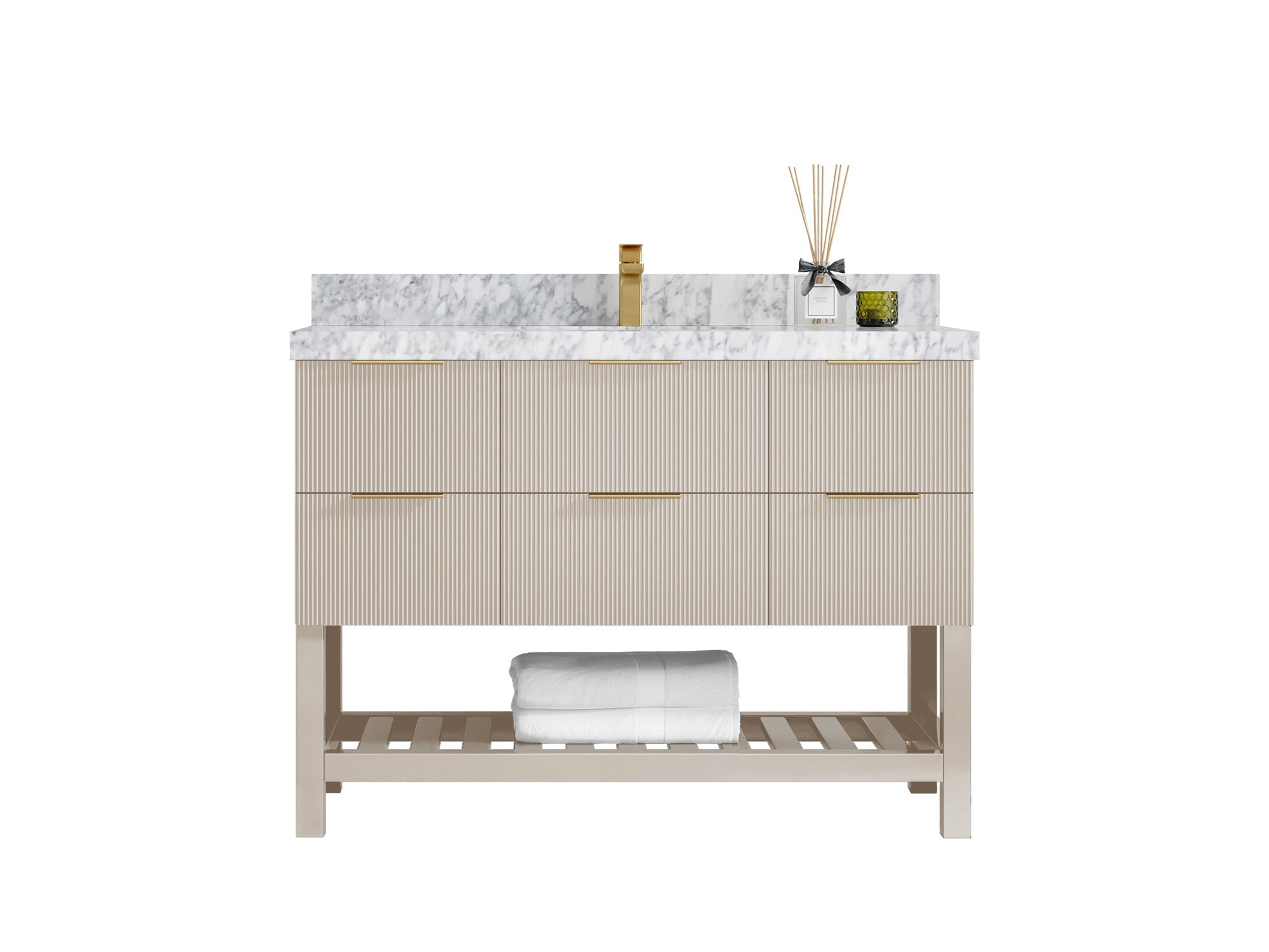 Catalina 48 in W x 22 in D Free Standing Reeded Single Sink Bathroom Vanity - Willow Bath and Vanity