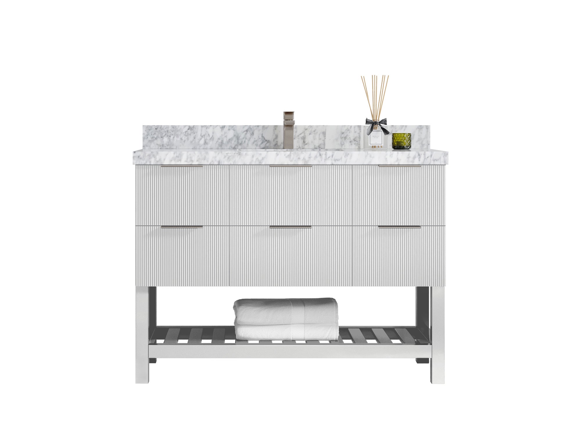 Catalina 48 in W x 22 in D Free Standing Reeded Single Sink Bathroom Vanity - Willow Bath and Vanity