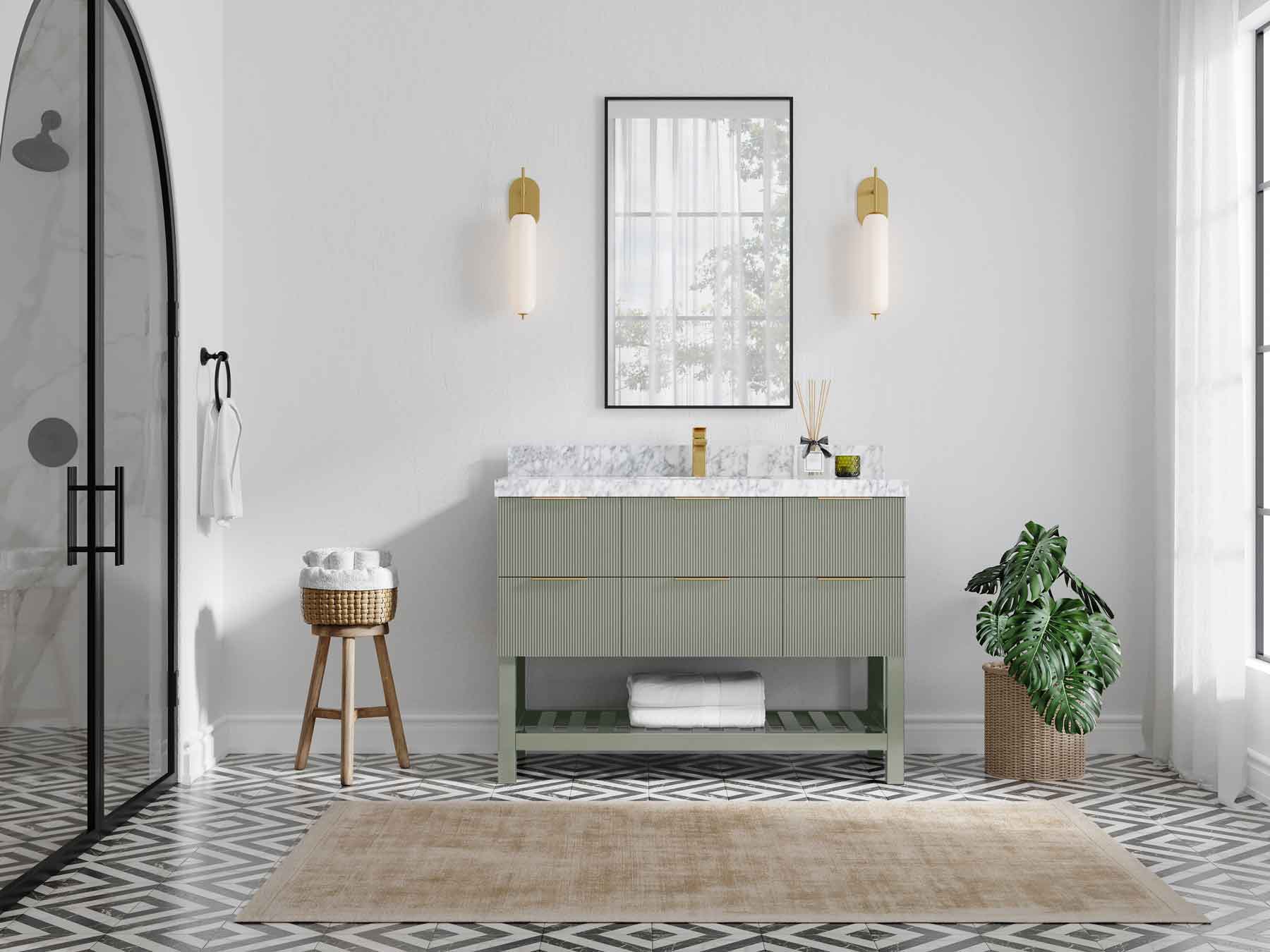 Catalina 48 in W x 22 in D Free Standing Reeded Single Sink Bathroom Vanity - Willow Bath and Vanity