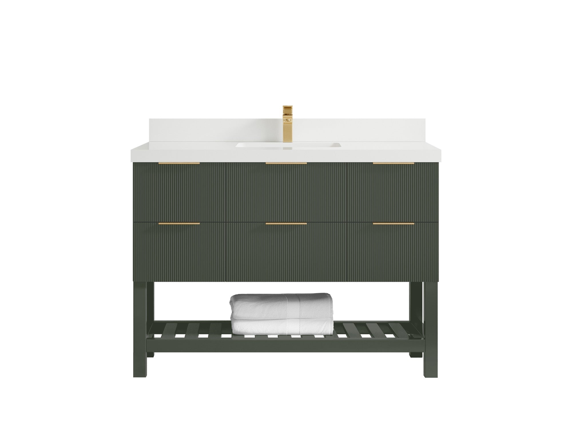Catalina 48 in W x 22 in D Free Standing Reeded Single Sink Bathroom Vanity - Willow Bath and Vanity