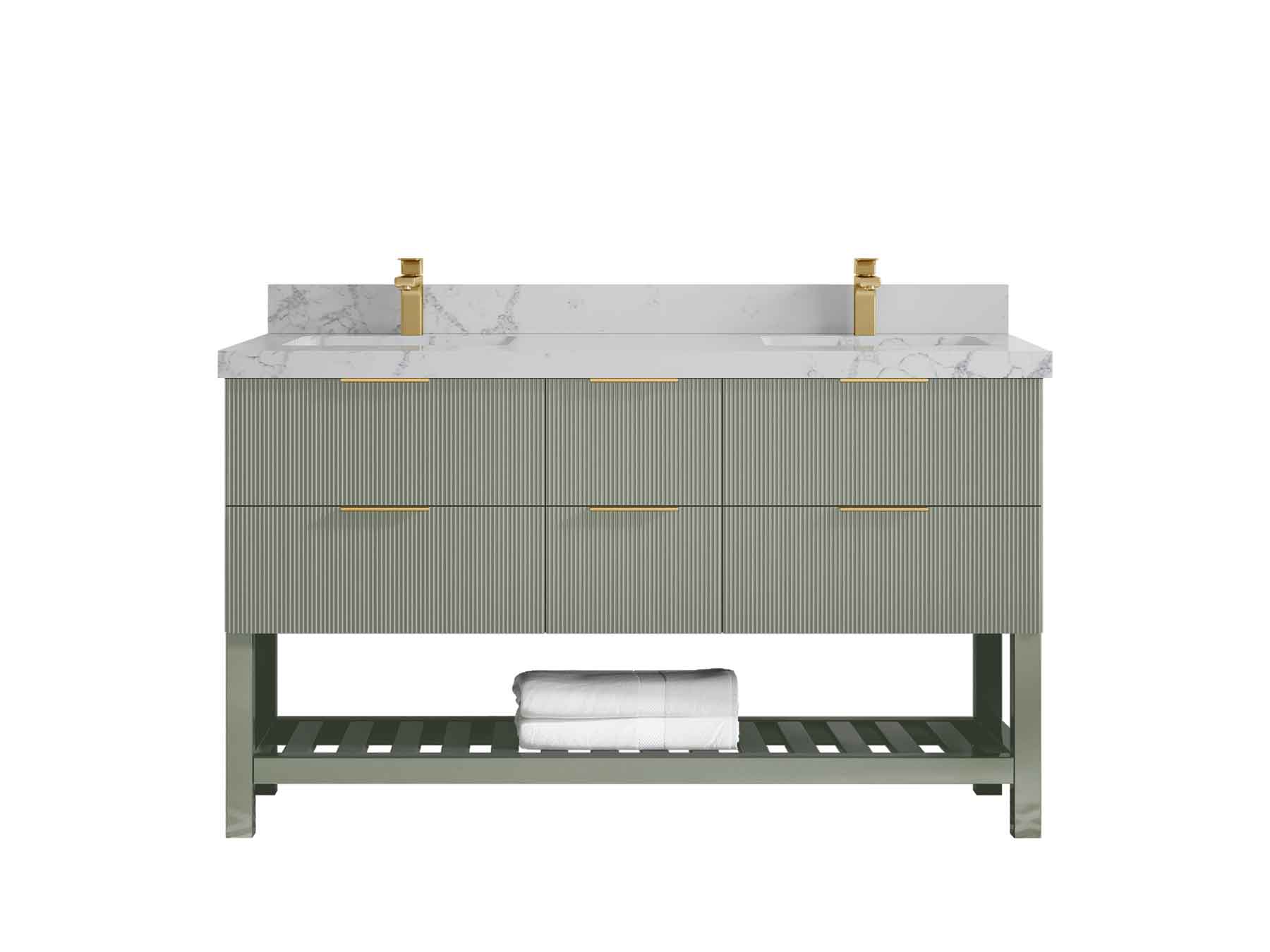 Catalina 60 in W x 22 in D Free Standing Reeded Double Sink Bathroom Vanity - Willow Bath and Vanity