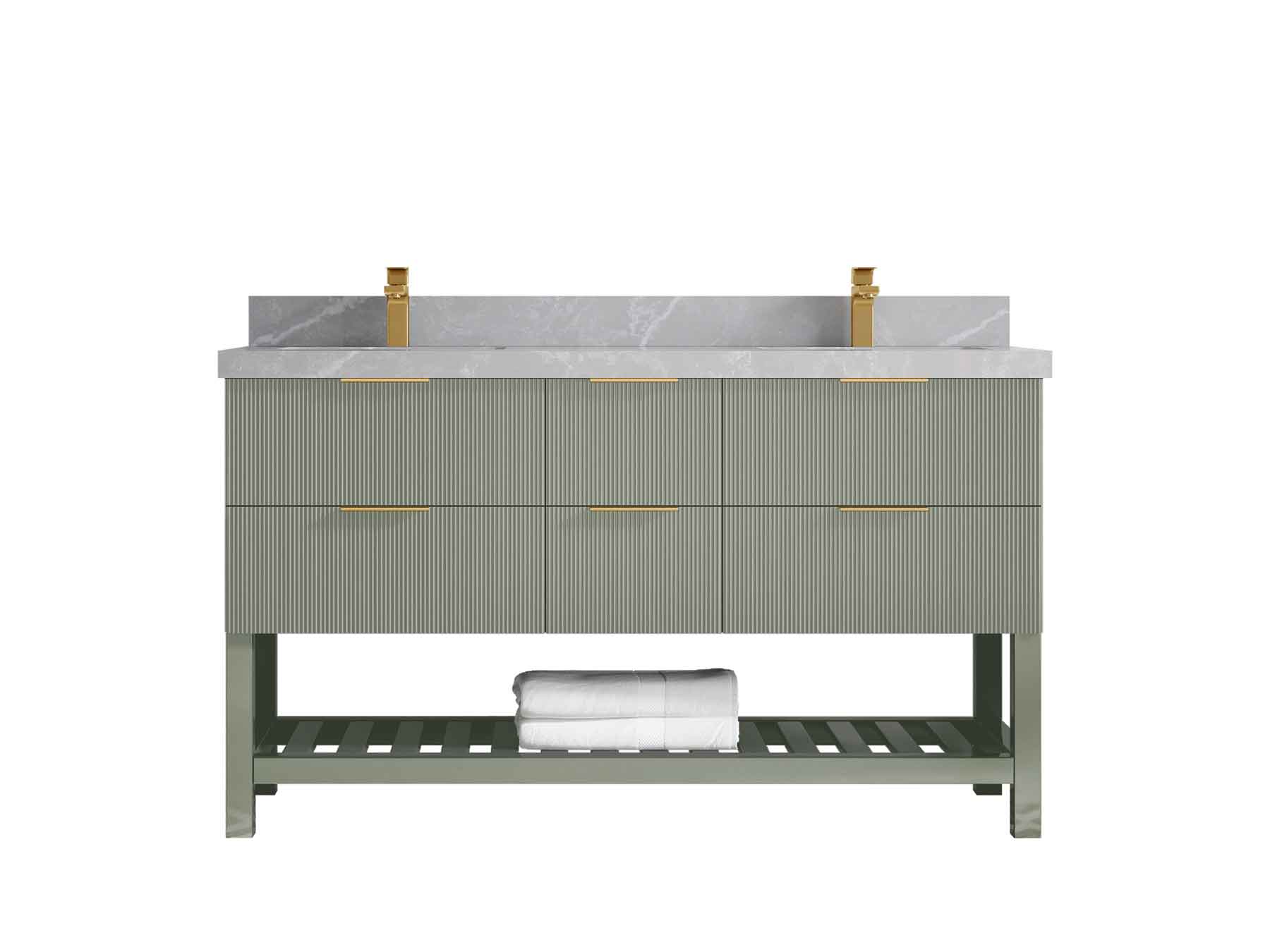 Catalina 60 in W x 22 in D Free Standing Reeded Double Sink Bathroom Vanity - Willow Bath and Vanity