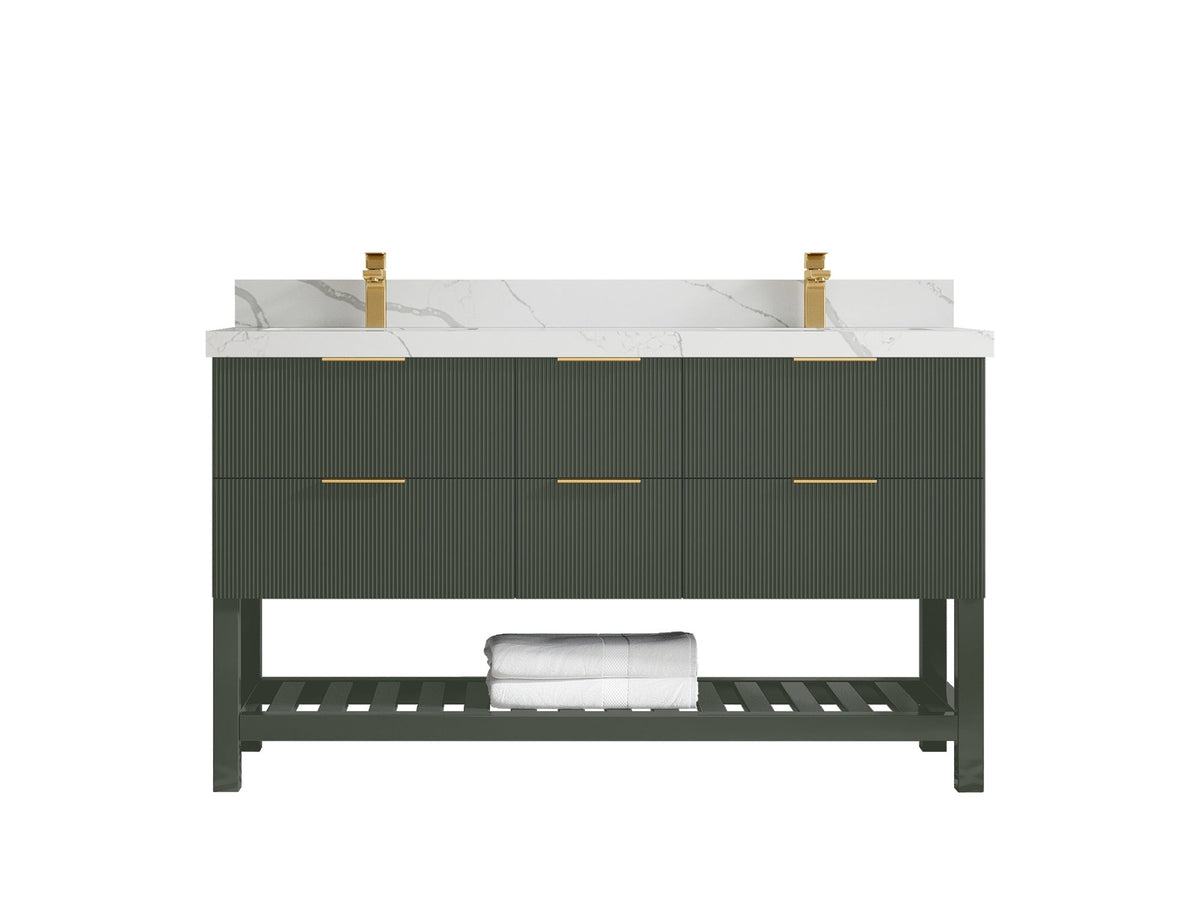 Catalina 60 in W x 22 in D Free Standing Reeded Double Sink Bathroom Vanity - Willow Bath and Vanity