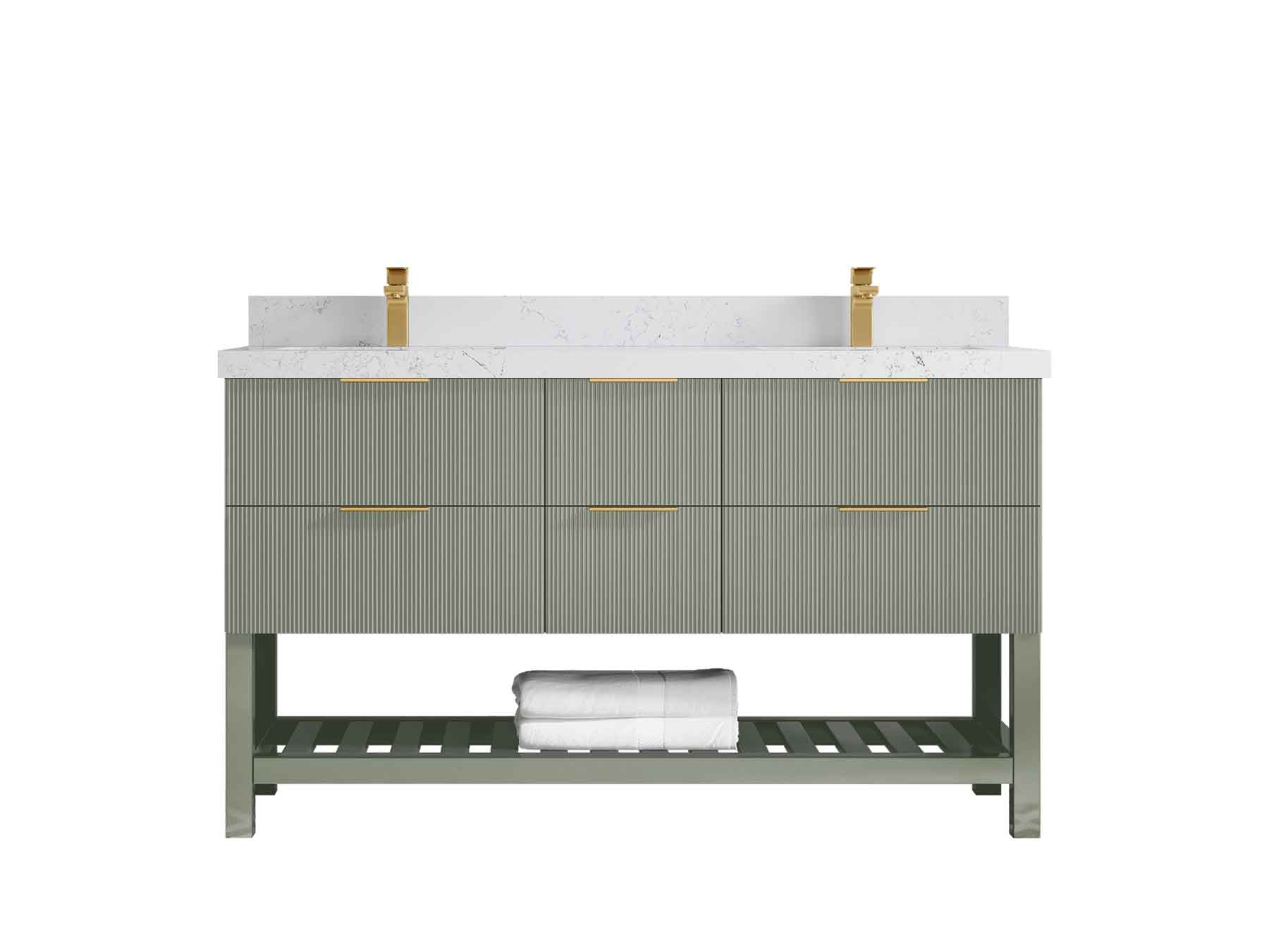 Catalina 60 in W x 22 in D Free Standing Reeded Double Sink Bathroom Vanity - Willow Bath and Vanity