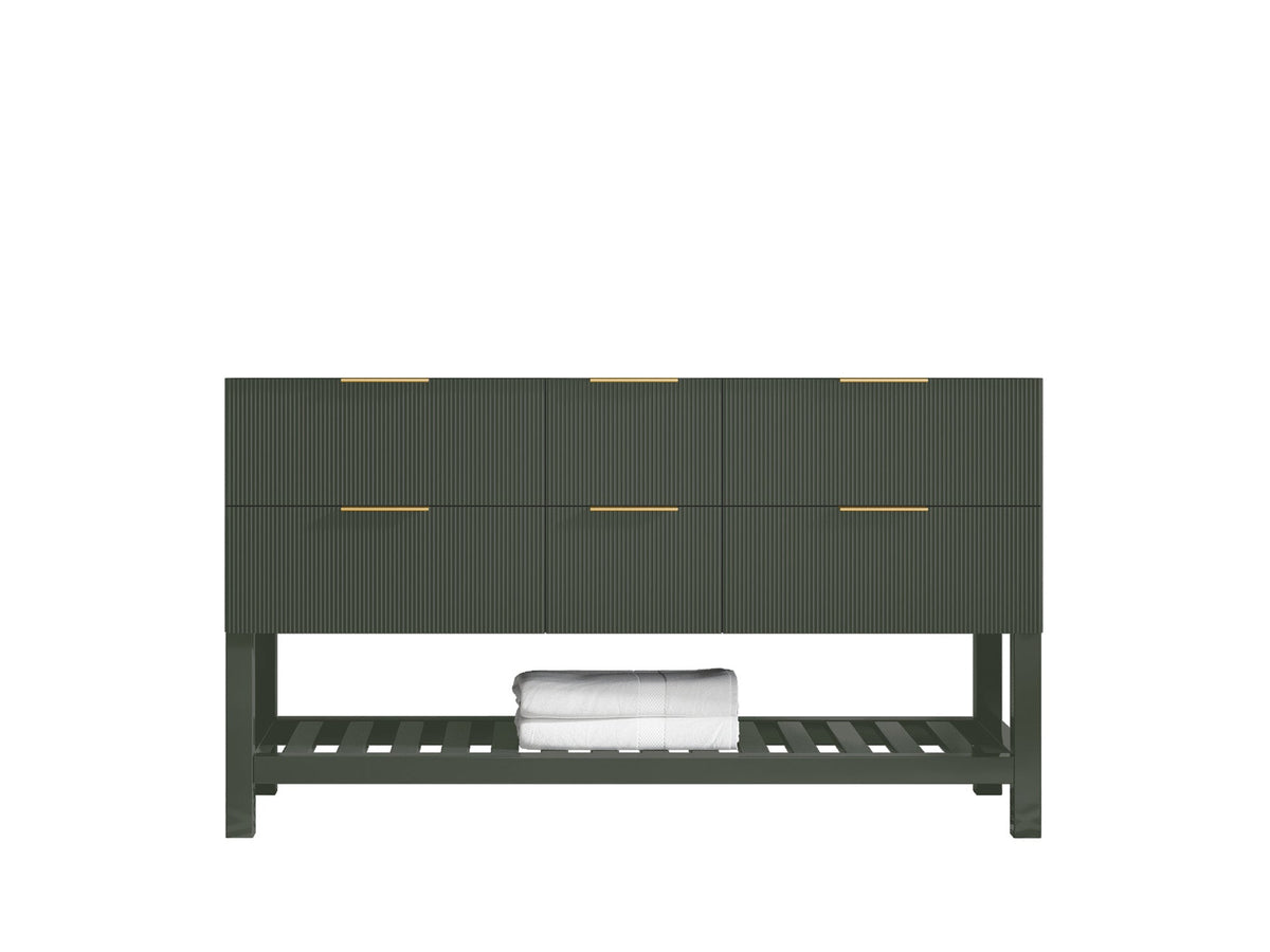Catalina 60 in W x 22 in D Free Standing Reeded Double Sink Bathroom Vanity - Willow Bath and Vanity