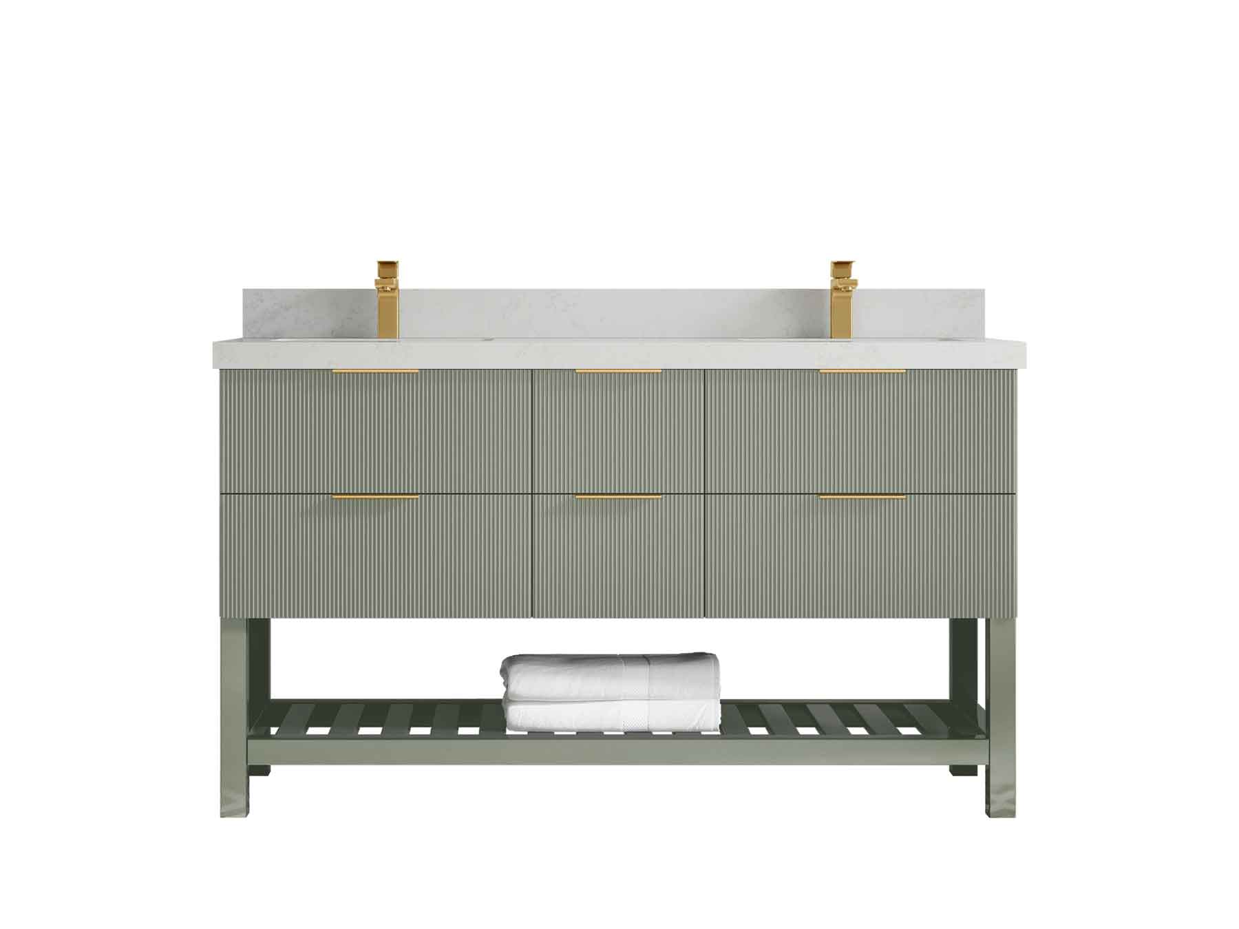 Catalina 60 in W x 22 in D Free Standing Reeded Double Sink Bathroom Vanity - Willow Bath and Vanity