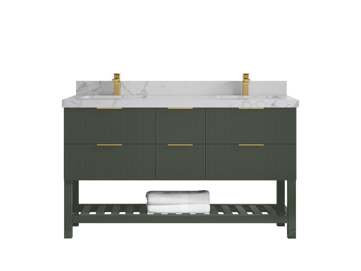 Catalina 60 in W x 22 in D Free Standing Reeded Double Sink Bathroom Vanity - Willow Bath and Vanity