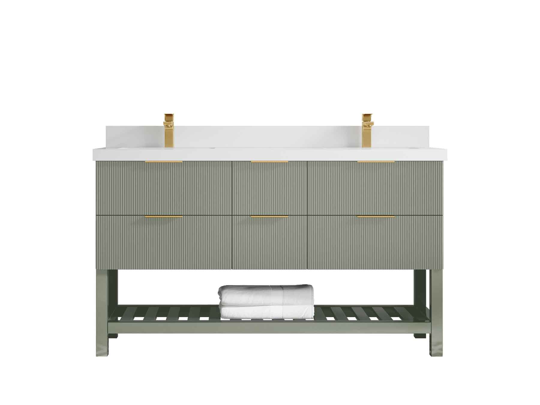 Catalina 60 in W x 22 in D Free Standing Reeded Double Sink Bathroom Vanity - Willow Bath and Vanity