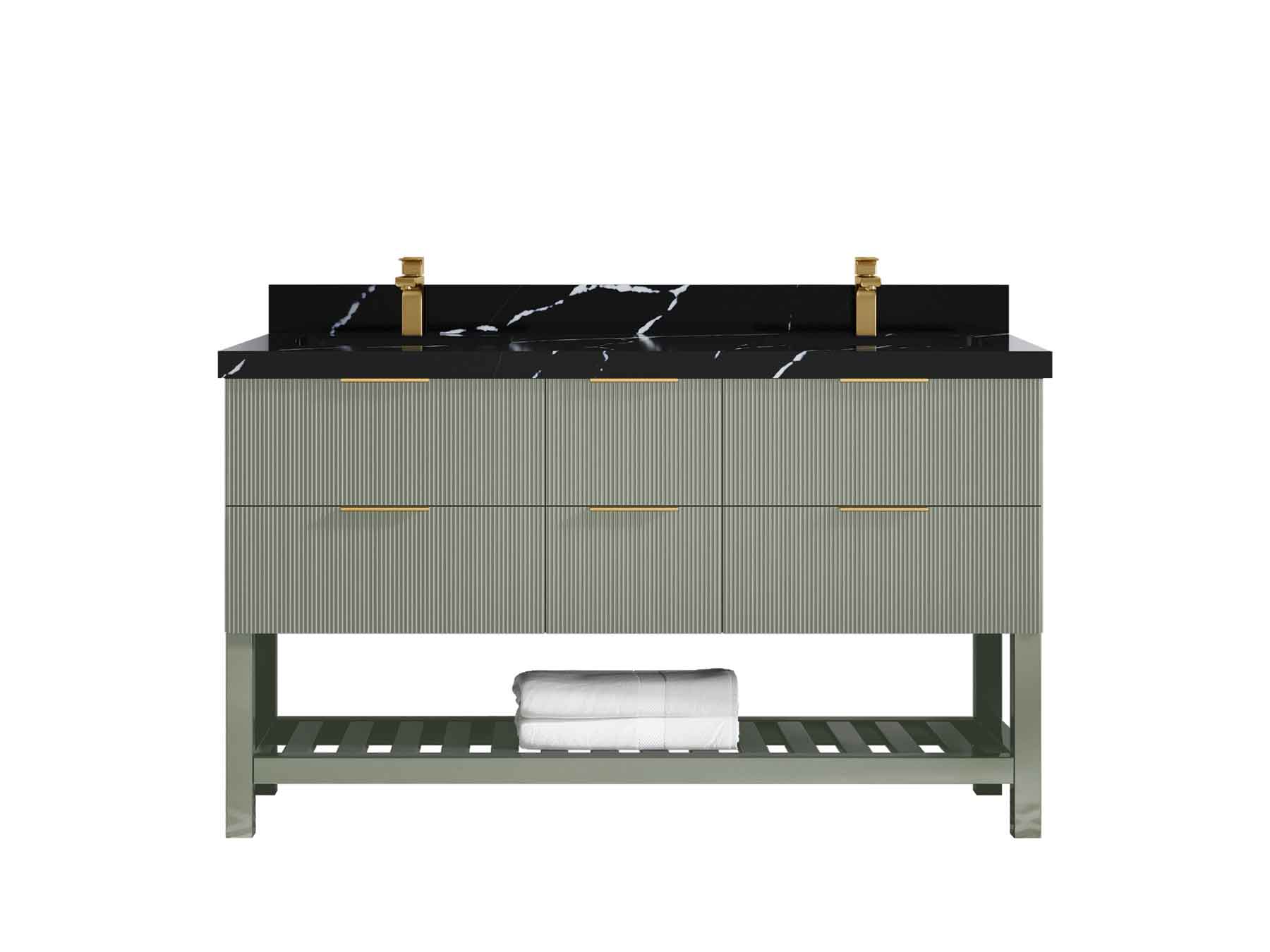 Catalina 60 in W x 22 in D Free Standing Reeded Double Sink Bathroom Vanity - Willow Bath and Vanity
