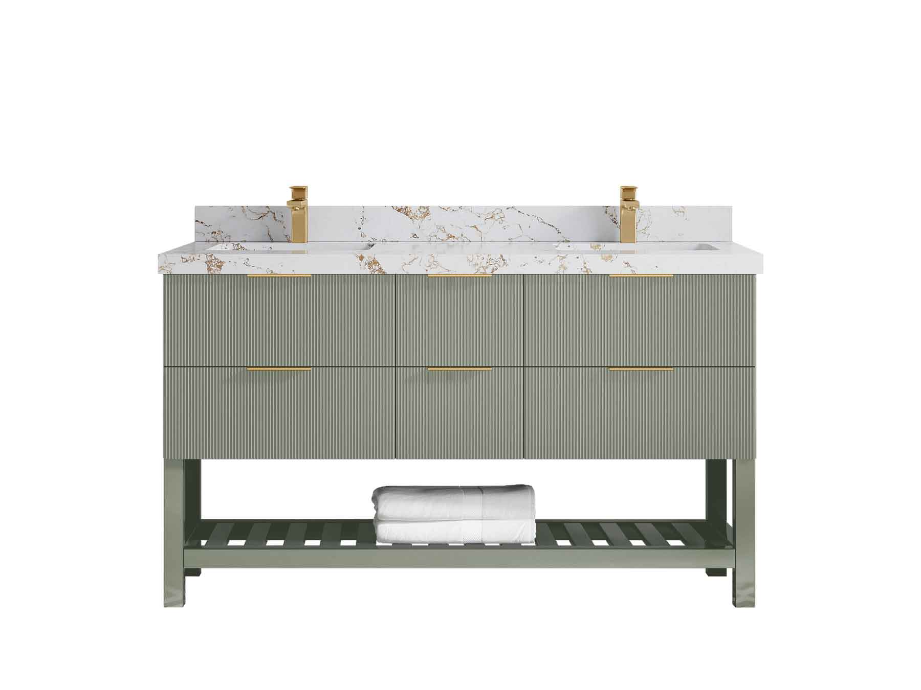 Catalina 60 in W x 22 in D Free Standing Reeded Double Sink Bathroom Vanity - Willow Bath and Vanity