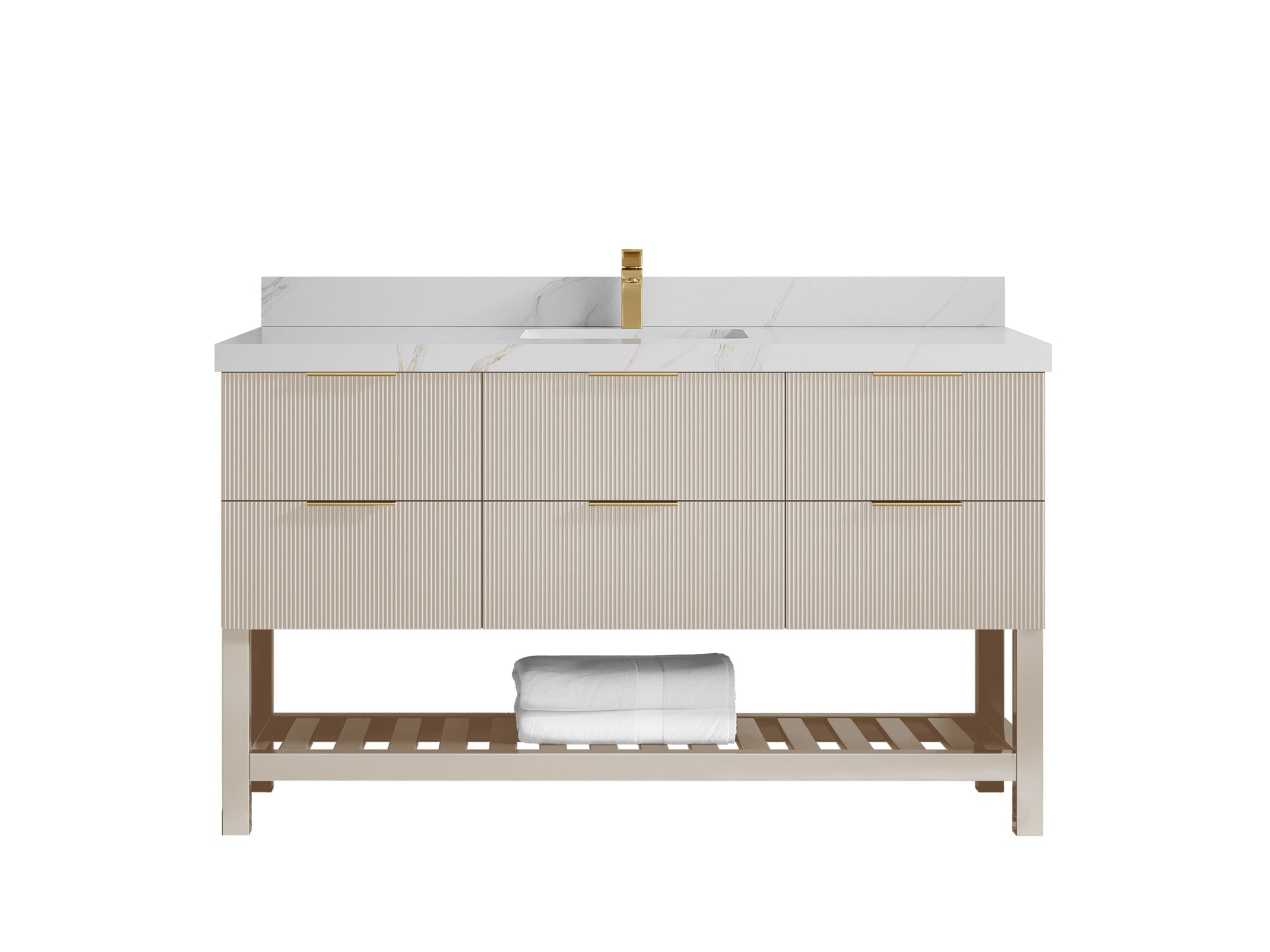 Catalina 60 in W x 22 in D Free Standing Reeded Single Sink Bathroom Vanity - Willow Bath and Vanity