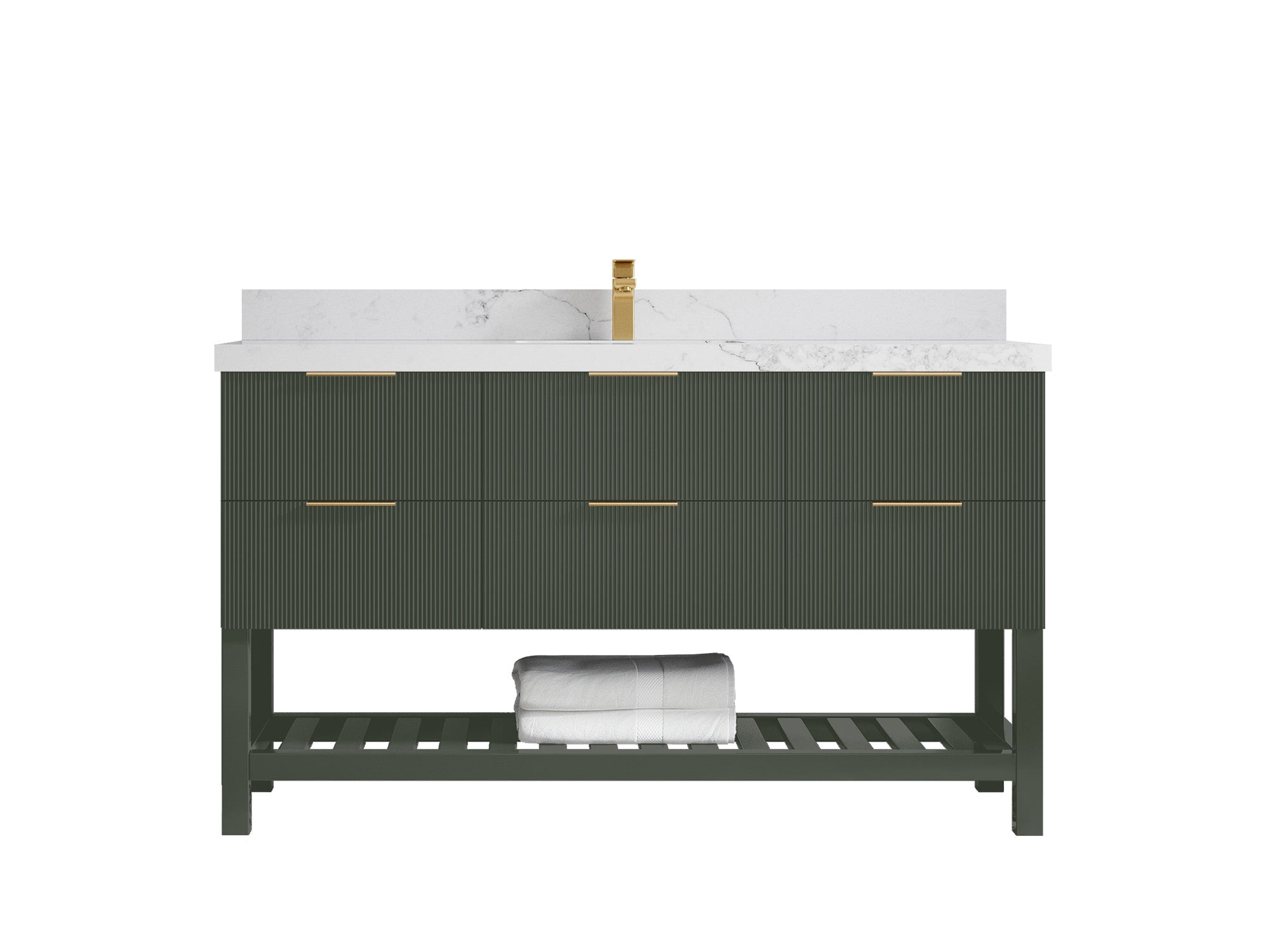 Catalina 60 in W x 22 in D Free Standing Reeded Single Sink Bathroom Vanity - Willow Bath and Vanity