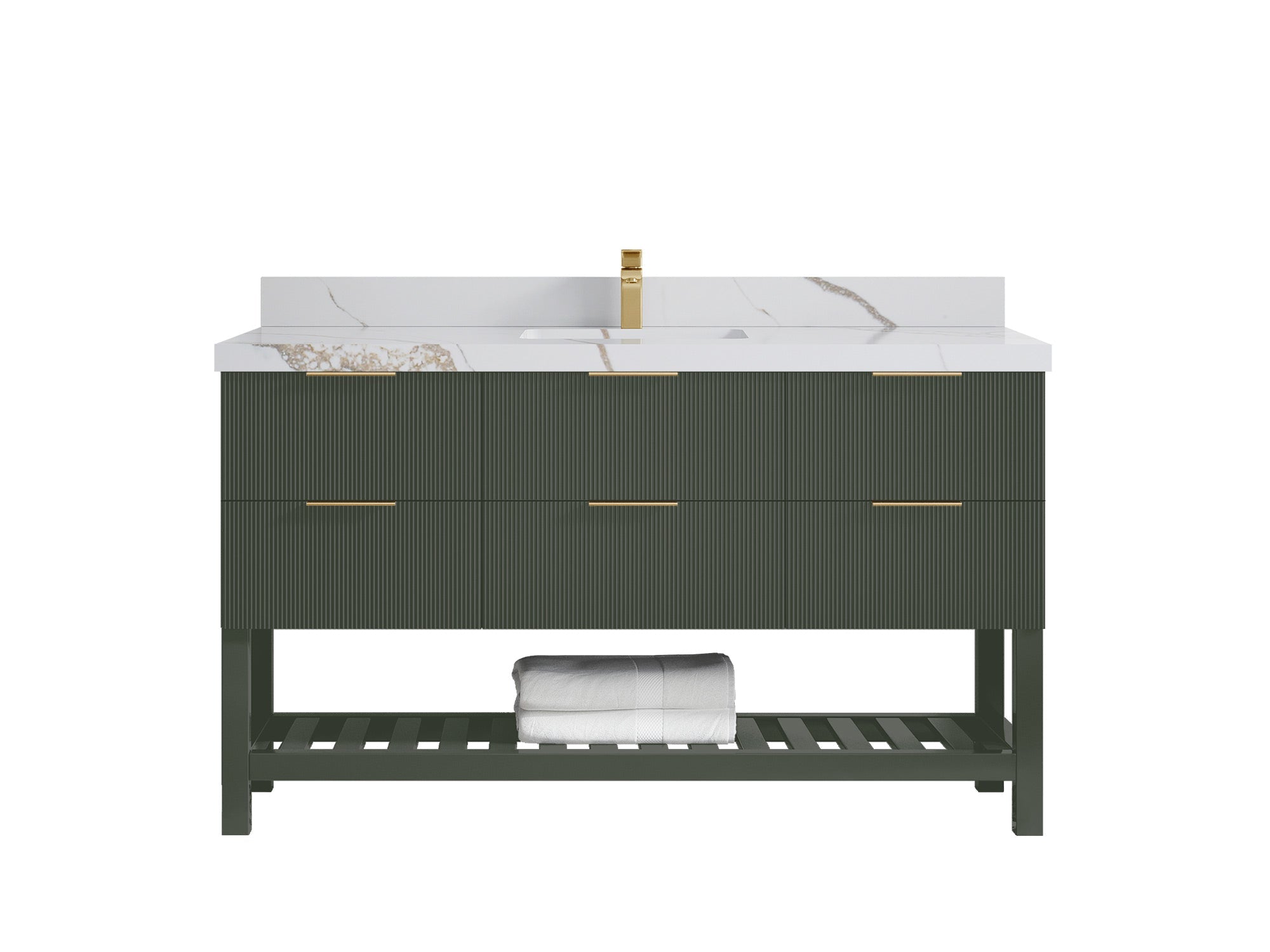Catalina 60 in W x 22 in D Free Standing Reeded Single Sink Bathroom Vanity - Willow Bath and Vanity