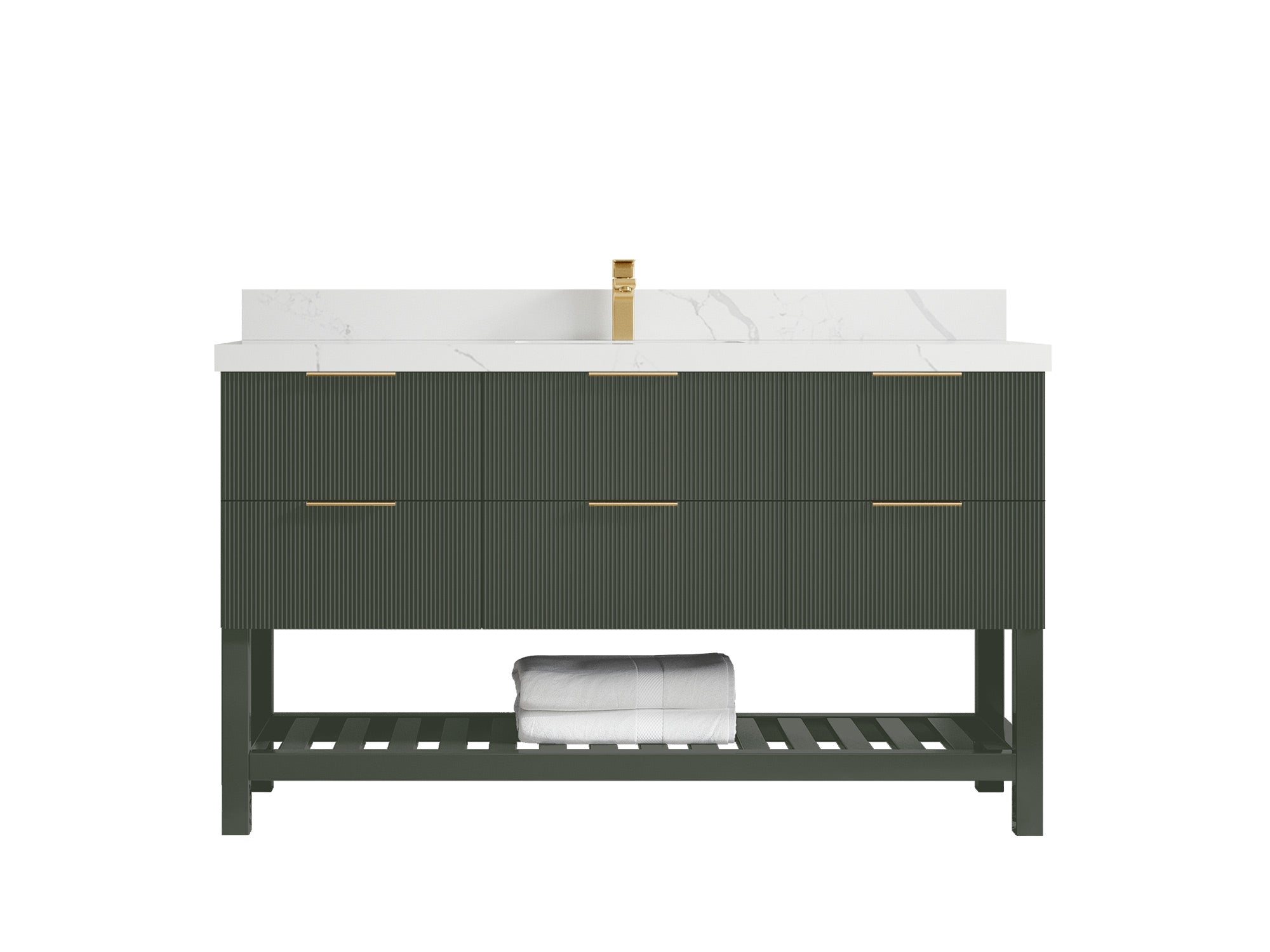 Catalina 60 in W x 22 in D Free Standing Reeded Single Sink Bathroom Vanity - Willow Bath and Vanity