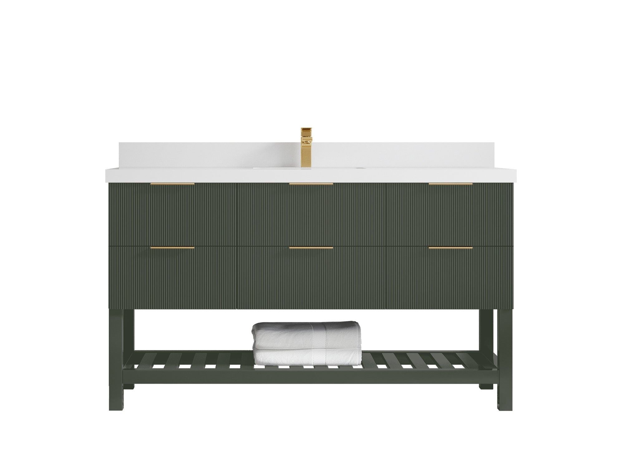 Catalina 60 in W x 22 in D Free Standing Reeded Single Sink Bathroom Vanity - Willow Bath and Vanity