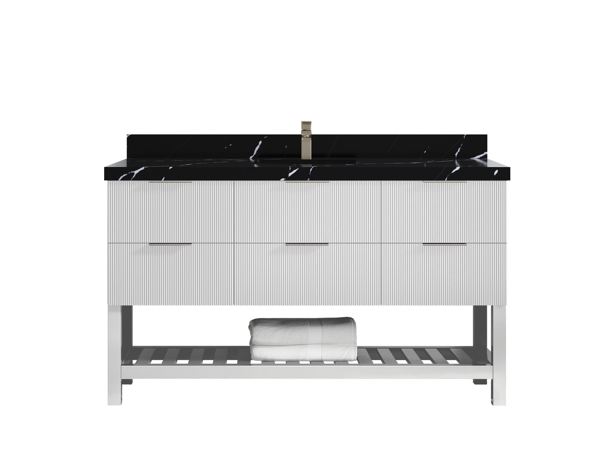 Catalina 60 in W x 22 in D Free Standing Reeded Single Sink Bathroom Vanity - Willow Bath and Vanity