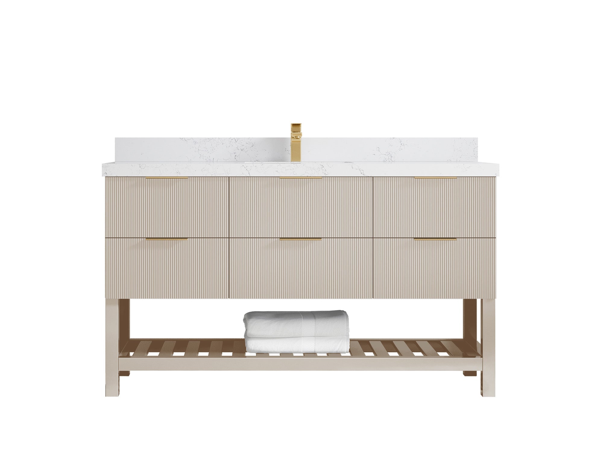 Catalina 60 in W x 22 in D Free Standing Reeded Single Sink Bathroom Vanity - Willow Bath and Vanity