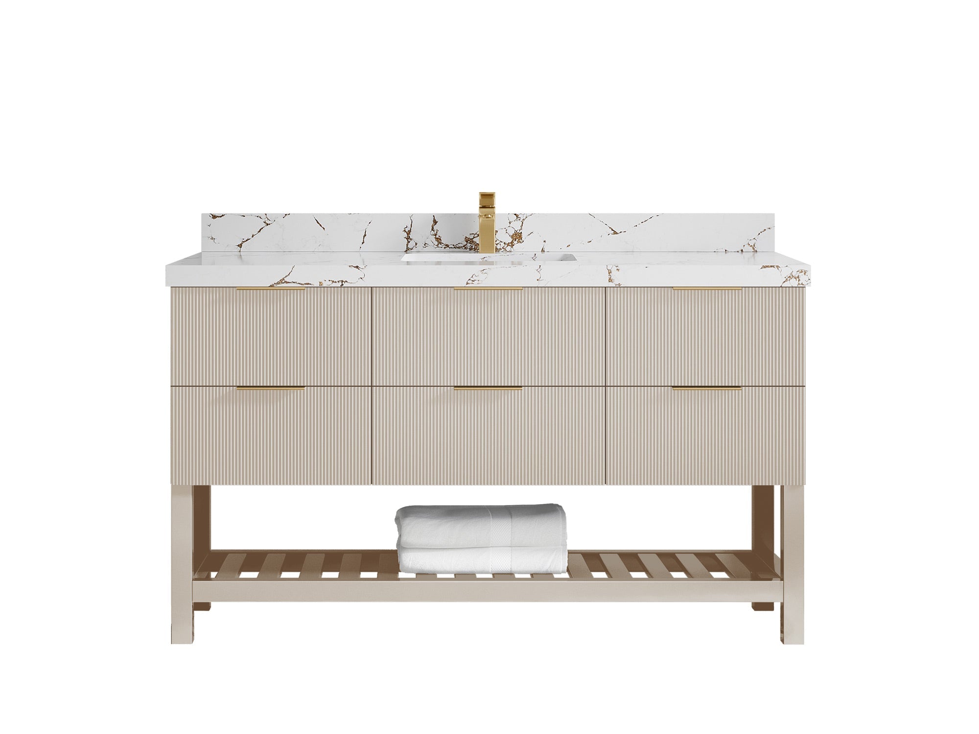 Catalina 60 in W x 22 in D Free Standing Reeded Single Sink Bathroom Vanity - Willow Bath and Vanity