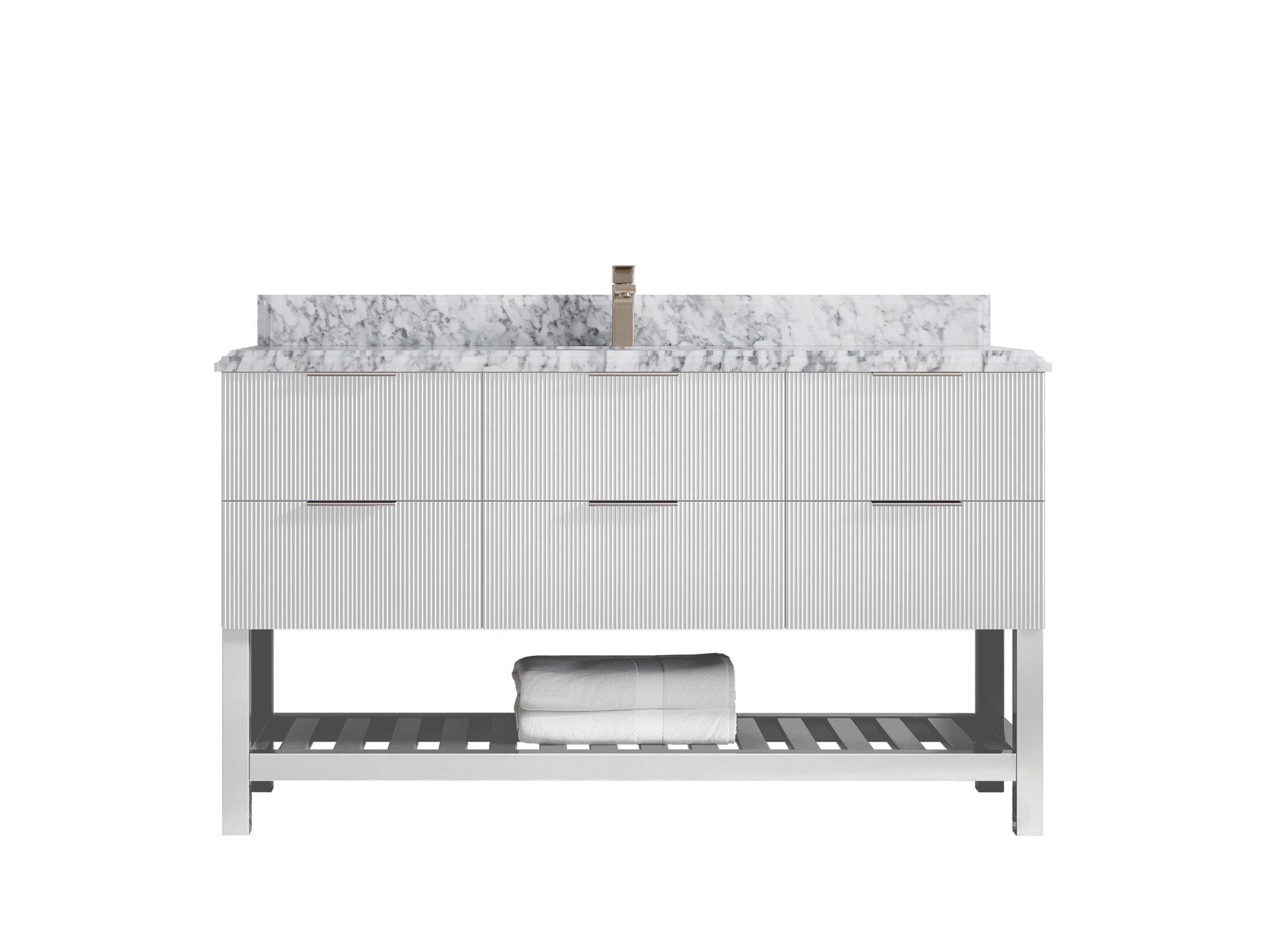 Catalina 60 in W x 22 in D Free Standing Reeded Single Sink Bathroom Vanity - Willow Bath and Vanity