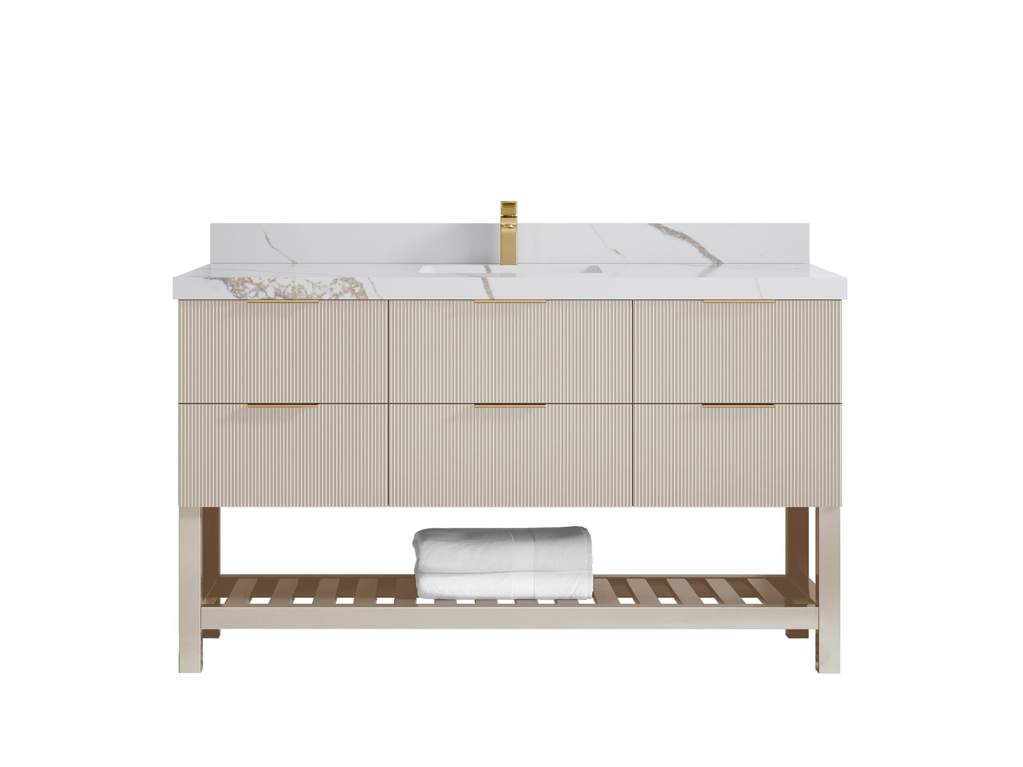 Catalina 60 in W x 22 in D Free Standing Reeded Single Sink Bathroom Vanity - Willow Bath and Vanity