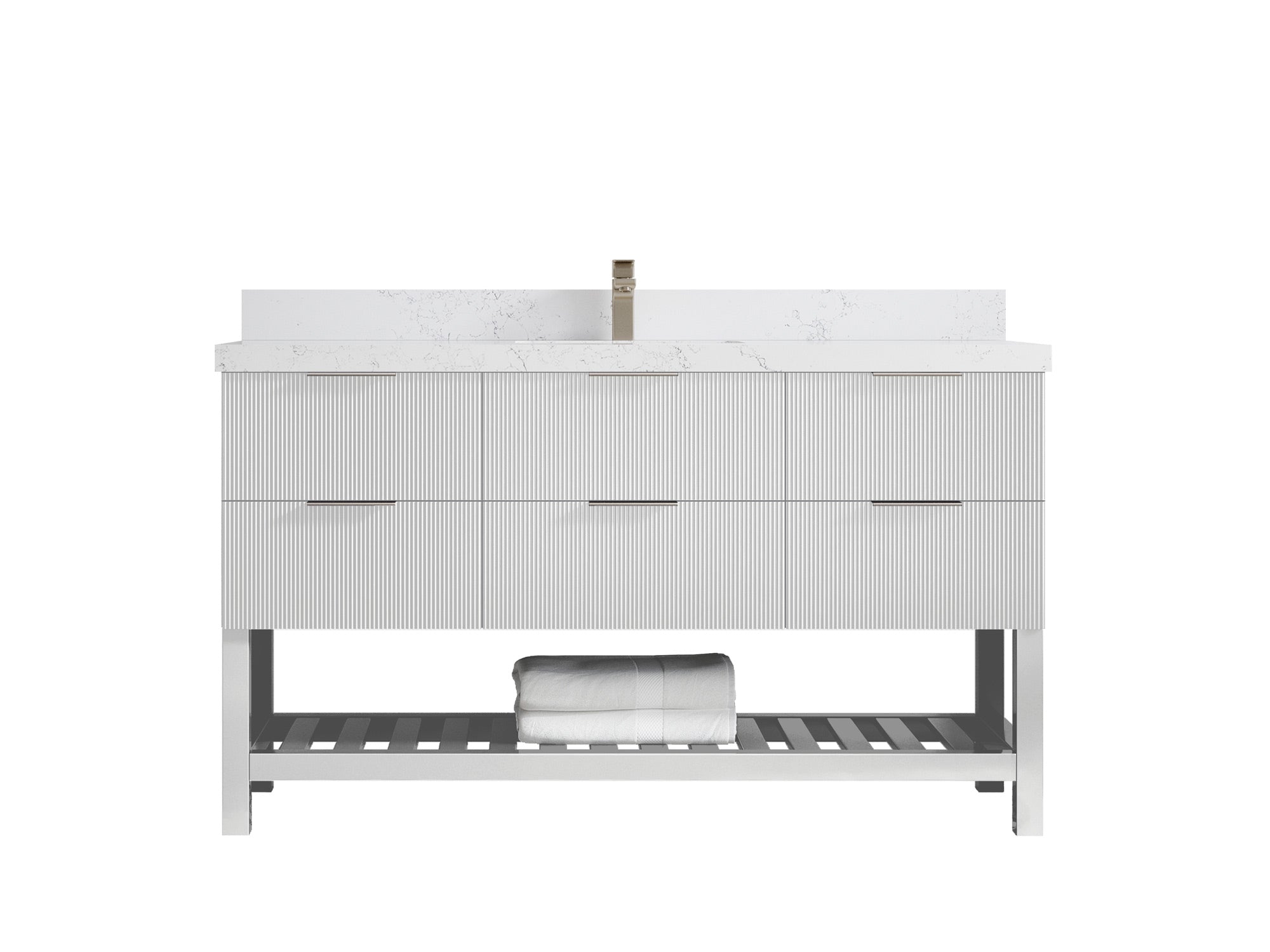 Catalina 60 in W x 22 in D Free Standing Reeded Single Sink Bathroom Vanity - Willow Bath and Vanity