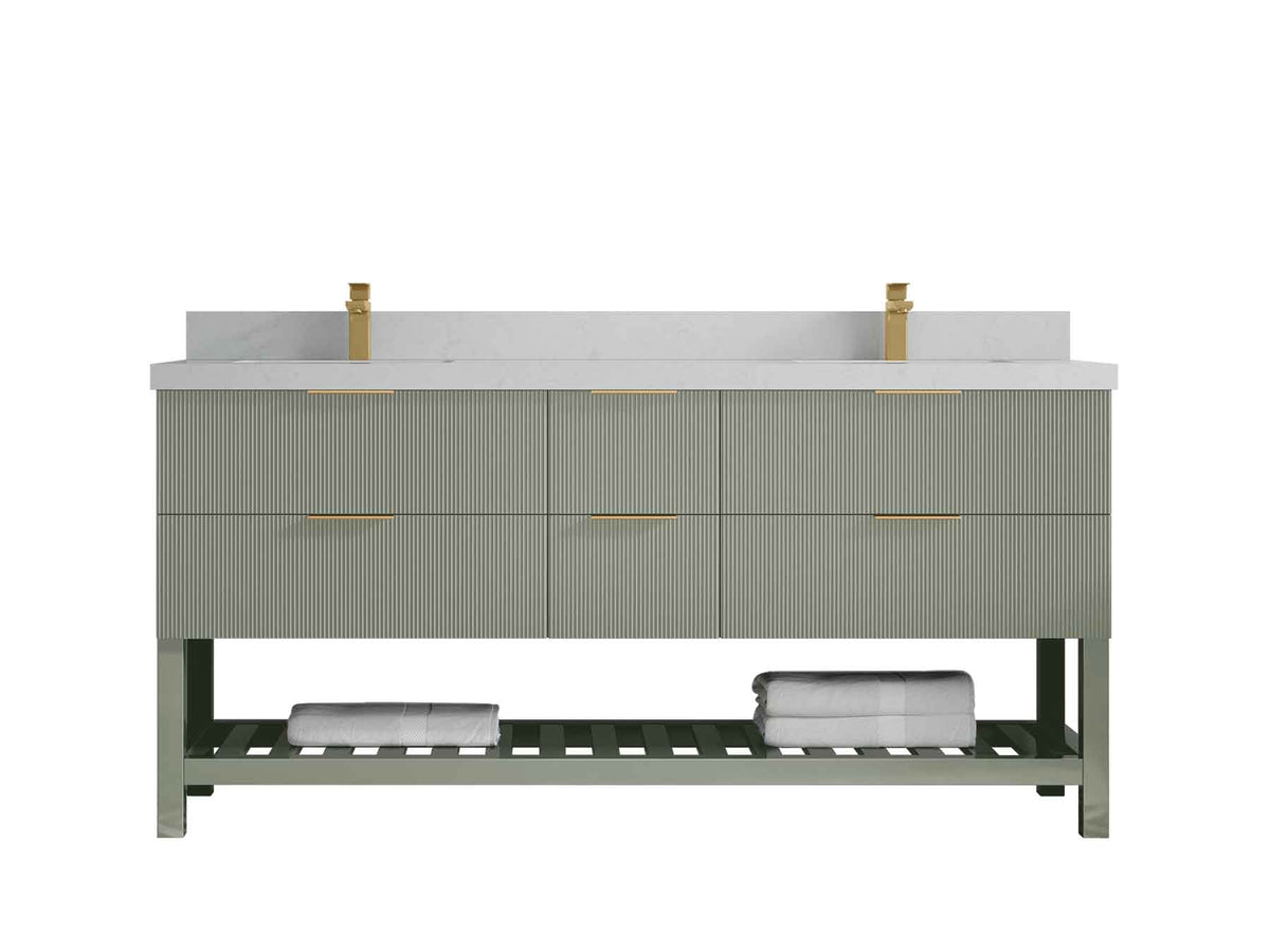 Catalina 72 in W x 22 in D Free Standing Reeded Double Sink Bathroom Vanity - Willow Bath and Vanity