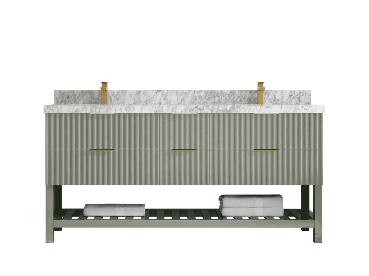 Catalina 72 in W x 22 in D Free Standing Reeded Double Sink Bathroom Vanity - Willow Bath and Vanity