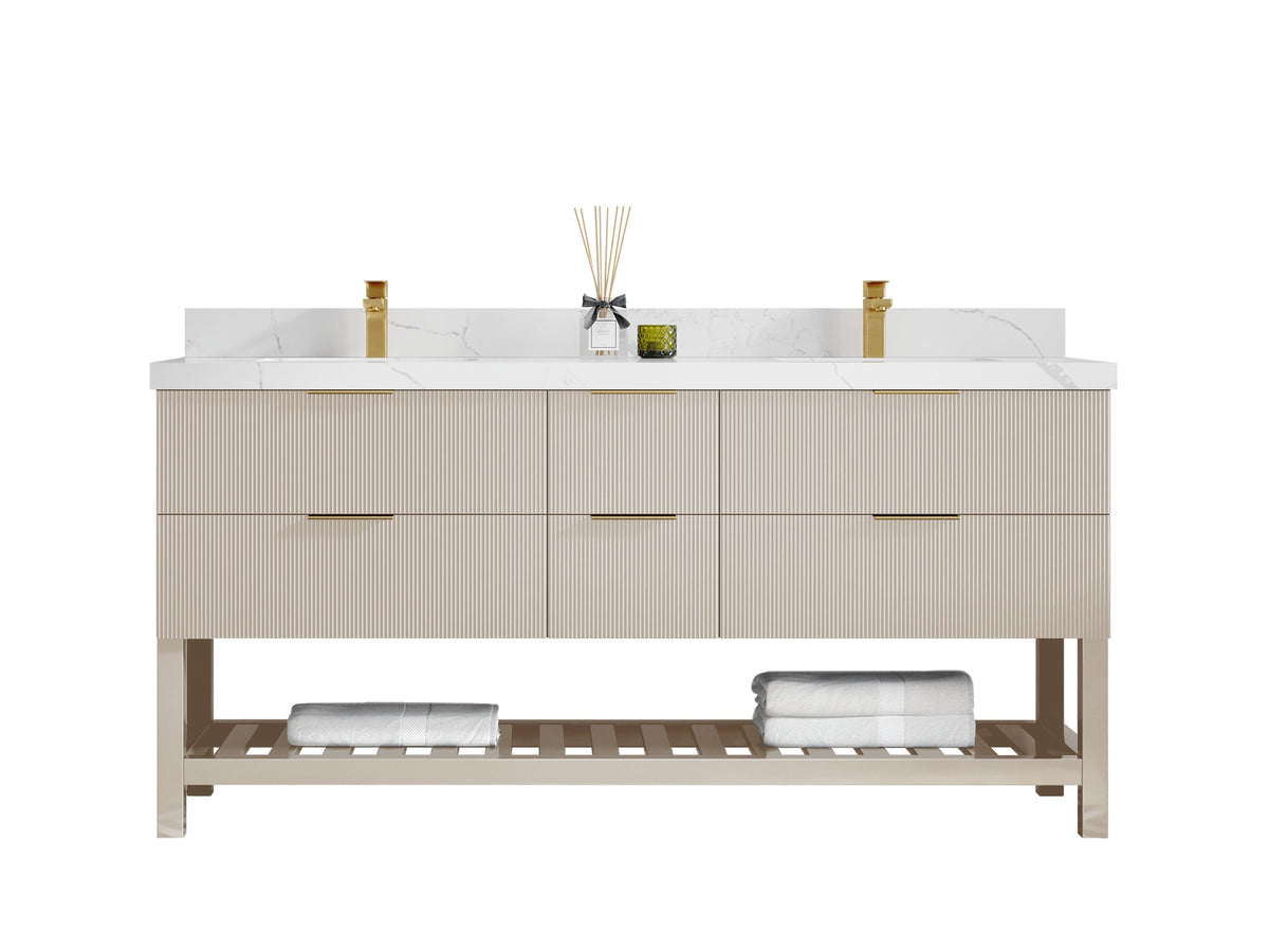 Catalina 72 in W x 22 in D Free Standing Reeded Double Sink Bathroom Vanity - Willow Bath and Vanity