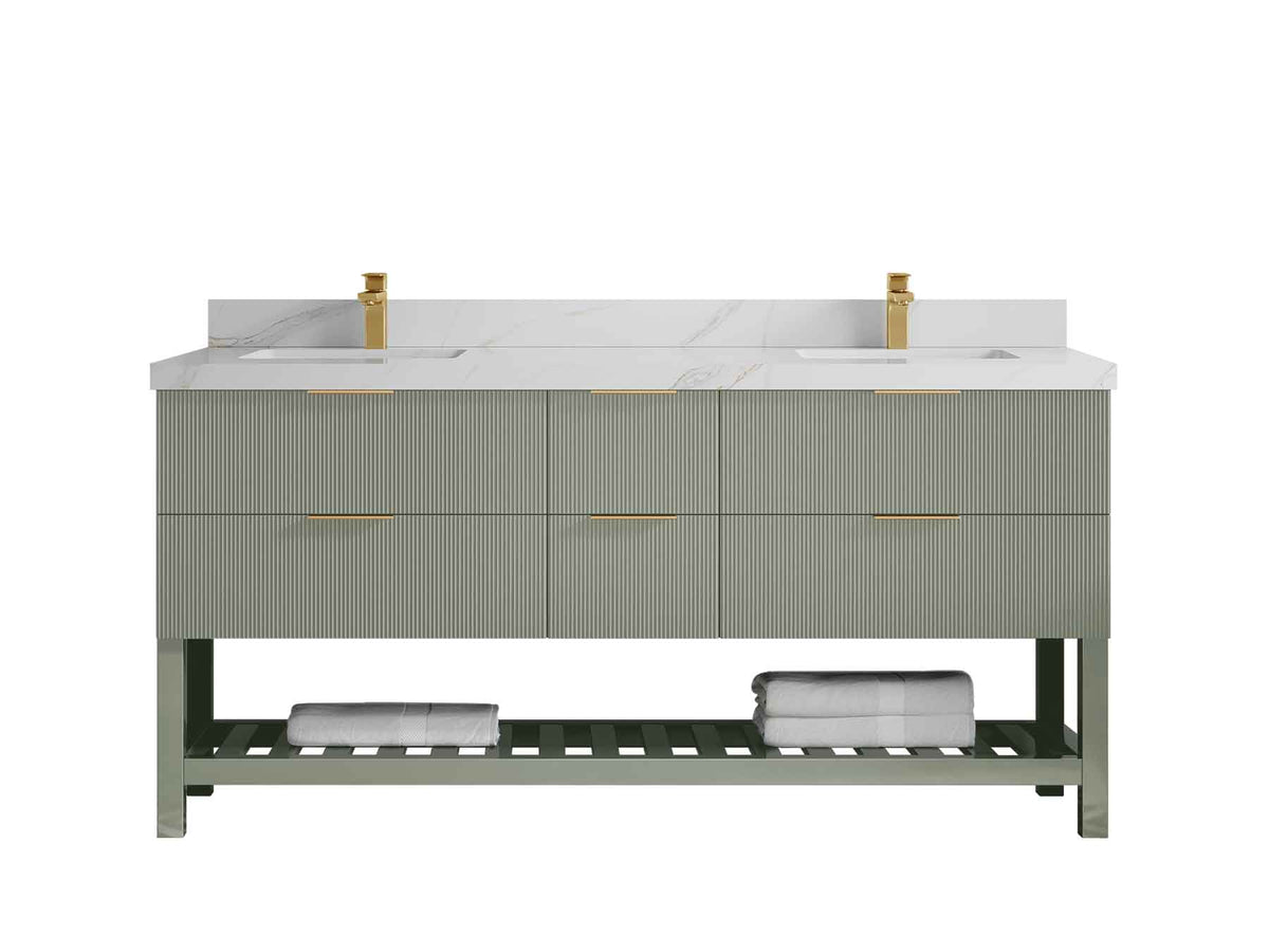 Catalina 72 in W x 22 in D Free Standing Reeded Double Sink Bathroom Vanity - Willow Bath and Vanity