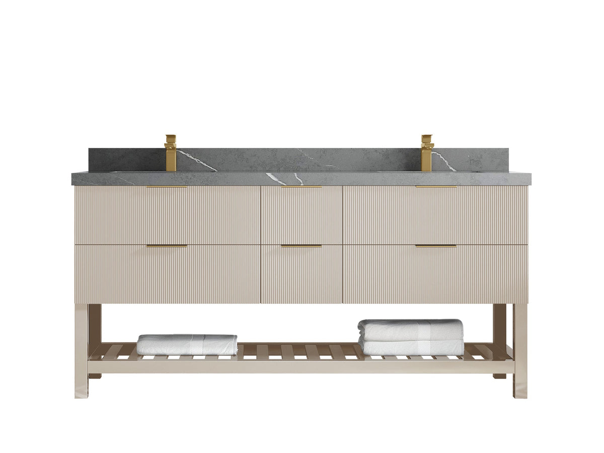 Catalina 72 in W x 22 in D Free Standing Reeded Double Sink Bathroom Vanity - Willow Bath and Vanity