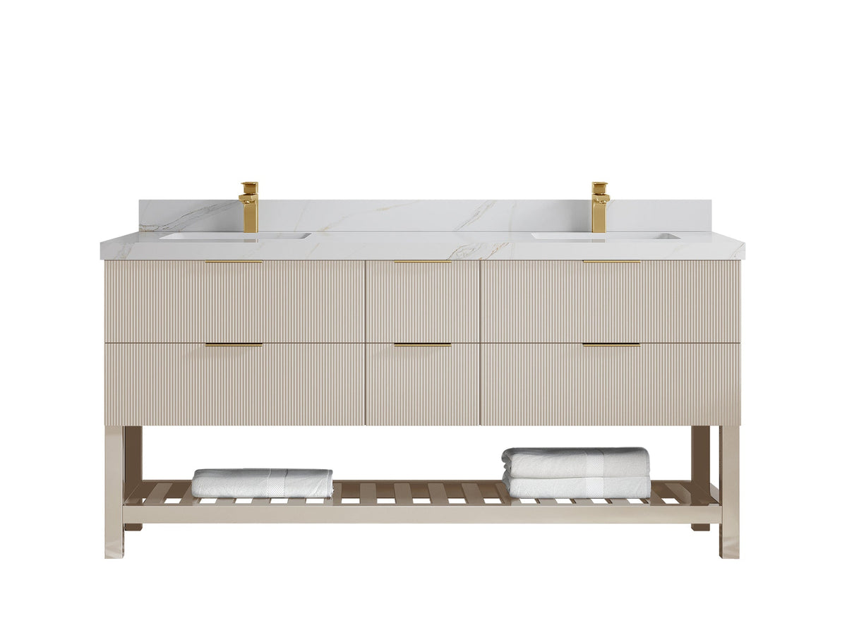 Catalina 72 in W x 22 in D Free Standing Reeded Double Sink Bathroom Vanity - Willow Bath and Vanity