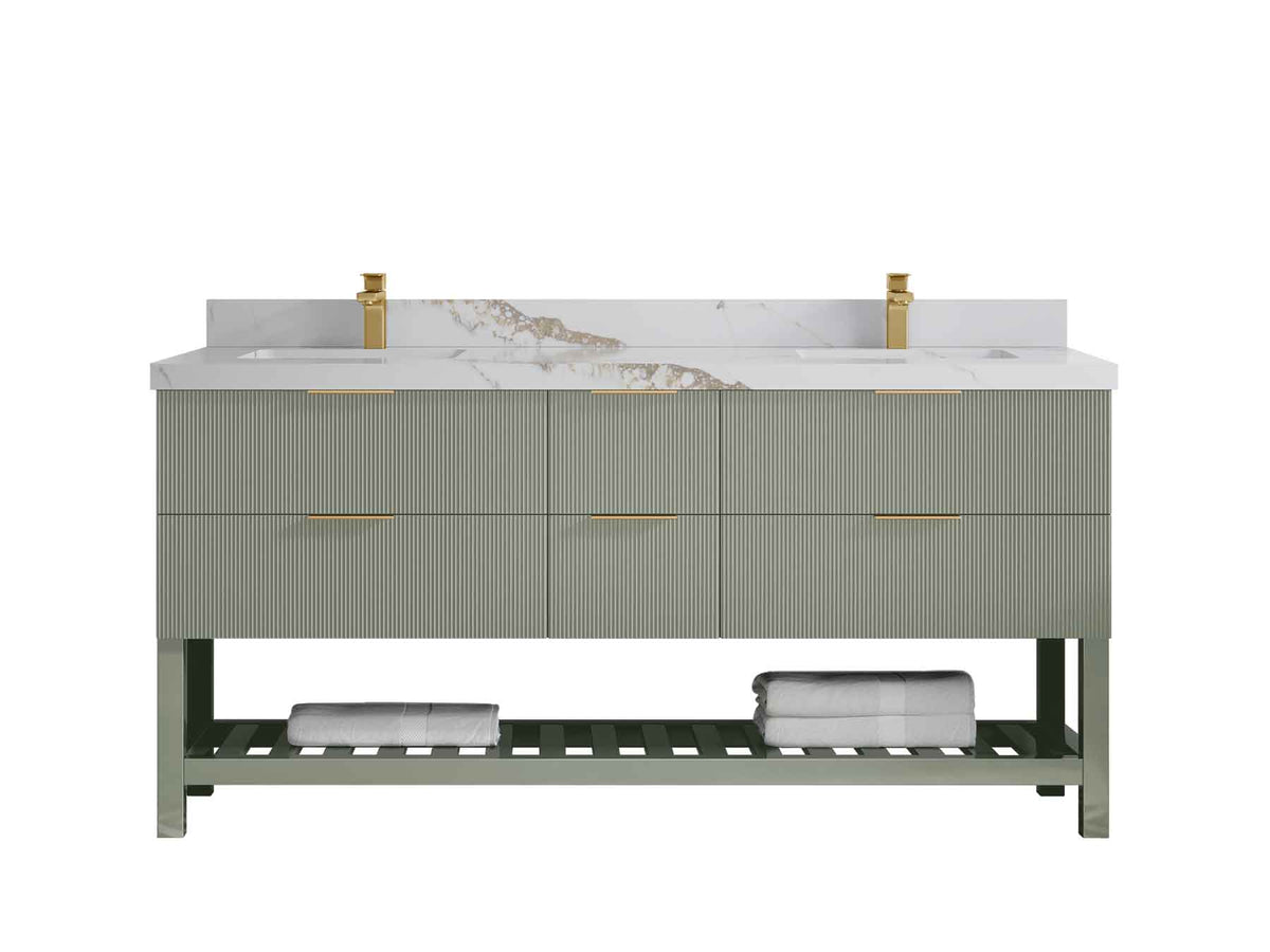 Catalina 72 in W x 22 in D Free Standing Reeded Double Sink Bathroom Vanity - Willow Bath and Vanity