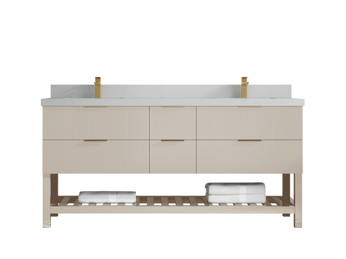 Catalina 72 in W x 22 in D Free Standing Reeded Double Sink Bathroom Vanity - Willow Bath and Vanity