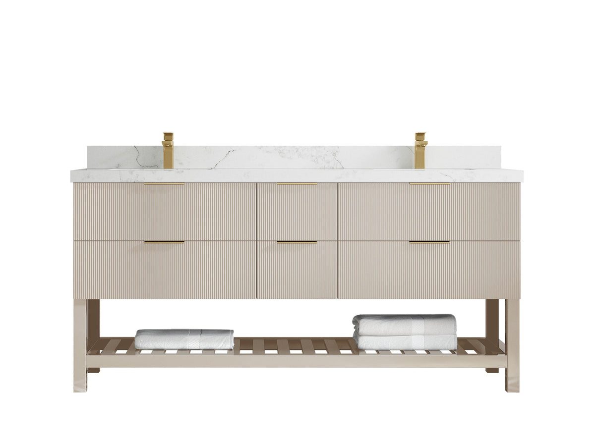 Catalina 72 in W x 22 in D Free Standing Reeded Double Sink Bathroom Vanity - Willow Bath and Vanity