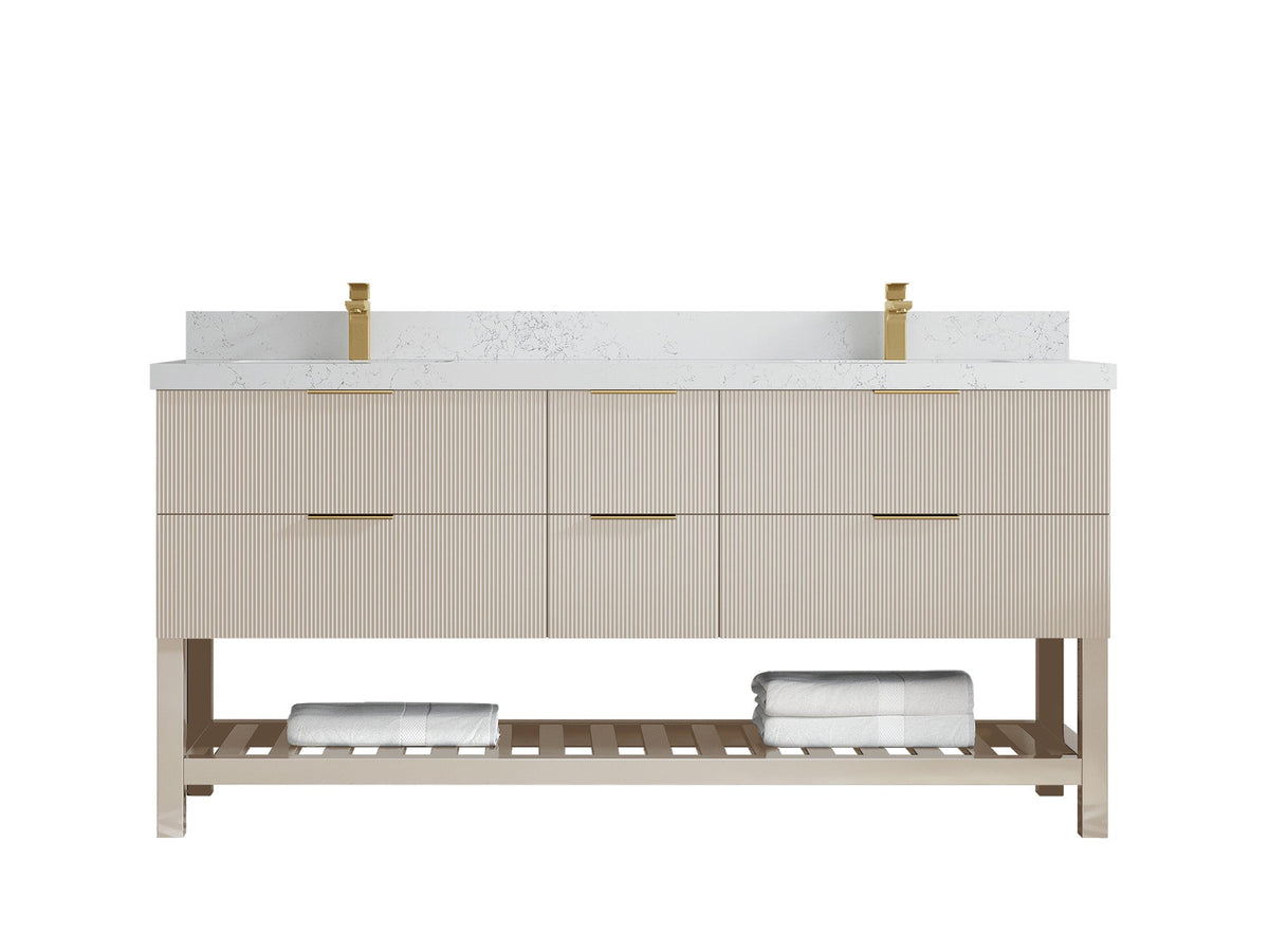 Catalina 72 in W x 22 in D Free Standing Reeded Double Sink Bathroom Vanity - Willow Bath and Vanity