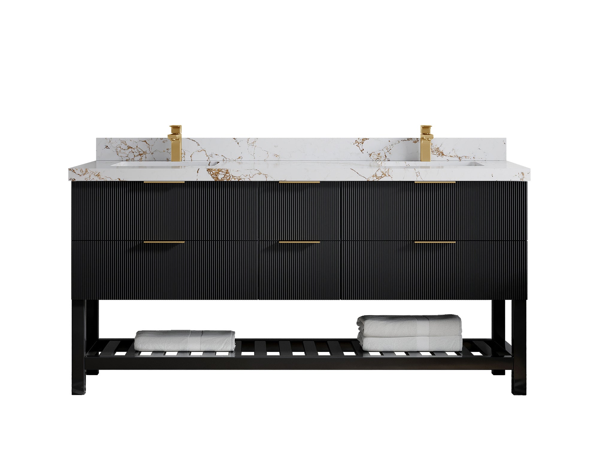 Catalina 72 in W x 22 in D Free Standing Reeded Double Sink Bathroom Vanity - Willow Bath and Vanity