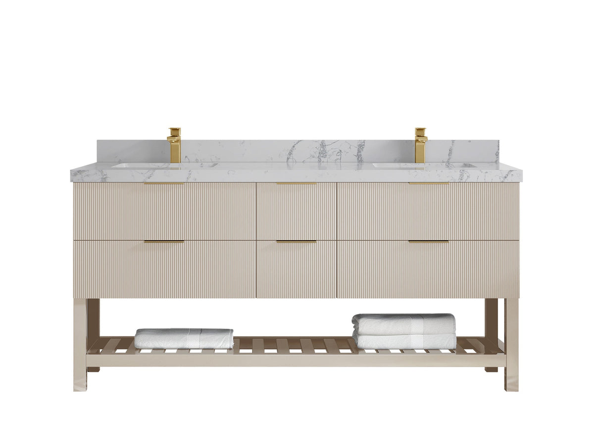 Catalina 72 in W x 22 in D Free Standing Reeded Double Sink Bathroom Vanity - Willow Bath and Vanity
