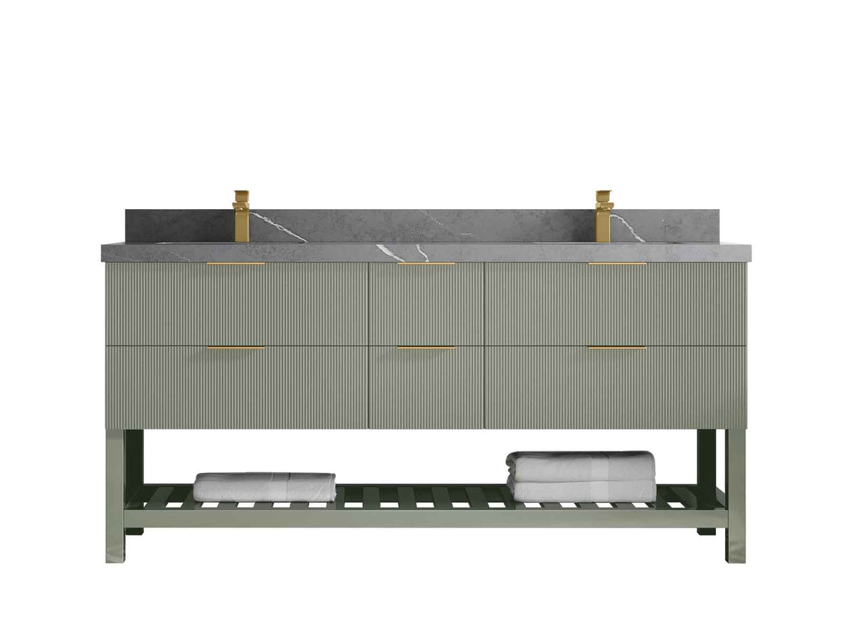 Catalina 72 in W x 22 in D Free Standing Reeded Double Sink Bathroom Vanity - Willow Bath and Vanity
