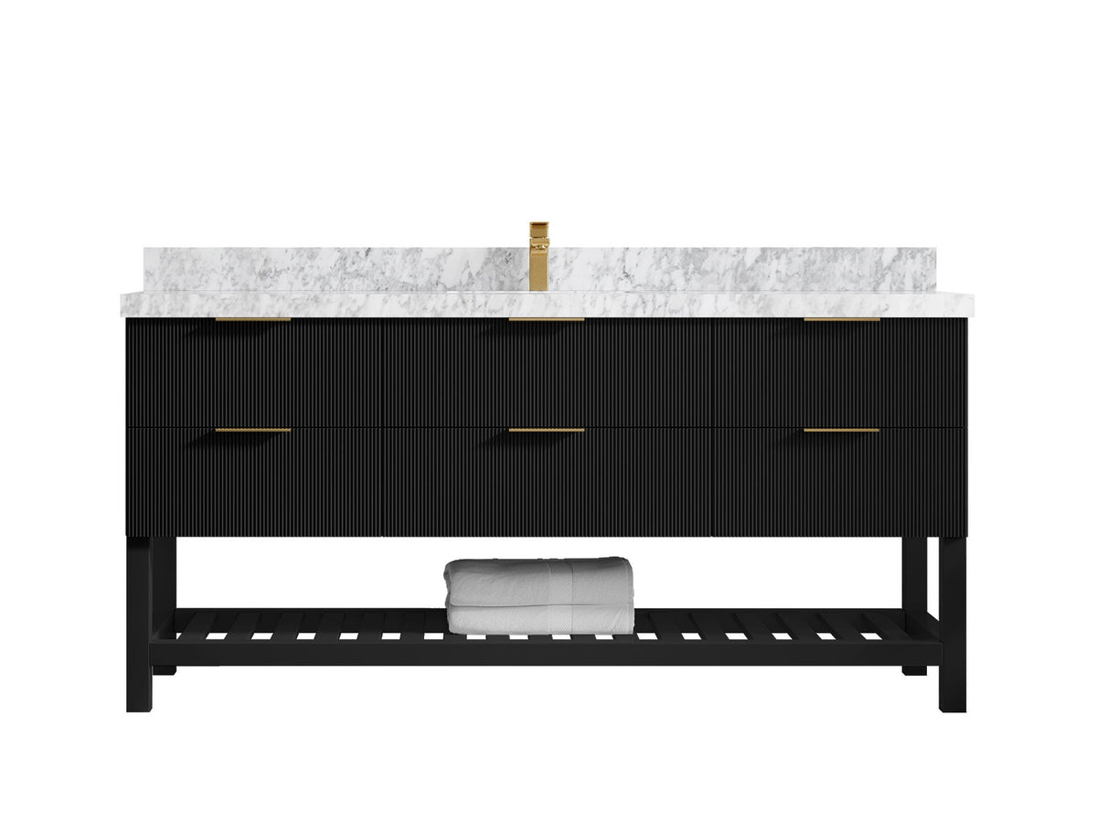 Catalina 72 in W x 22 in D Free Standing Reeded Single Sink Bathroom Vanity - Willow Bath and Vanity