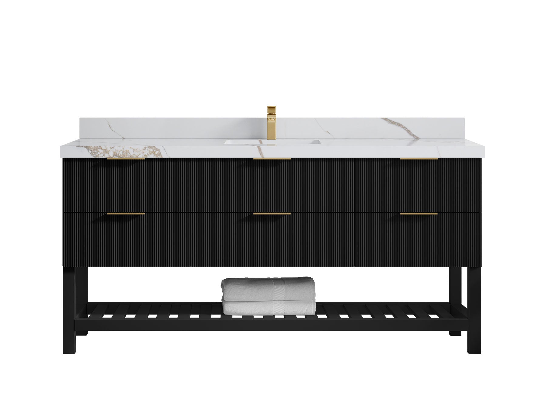 Catalina 72 in W x 22 in D Free Standing Reeded Single Sink Bathroom Vanity - Willow Bath and Vanity