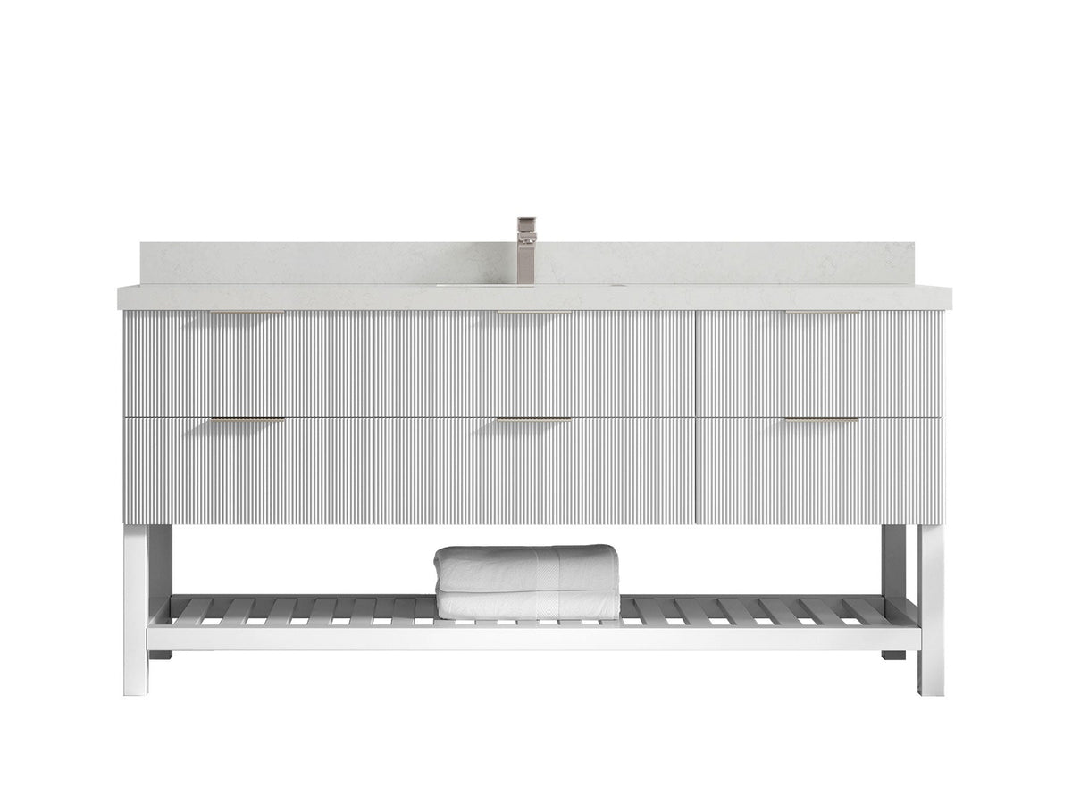 Catalina 72 in W x 22 in D Free Standing Reeded Single Sink Bathroom Vanity - Willow Bath and Vanity