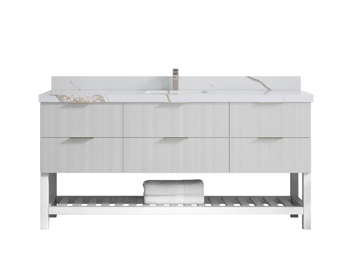 Catalina 72 in W x 22 in D Free Standing Reeded Single Sink Bathroom Vanity - Willow Bath and Vanity