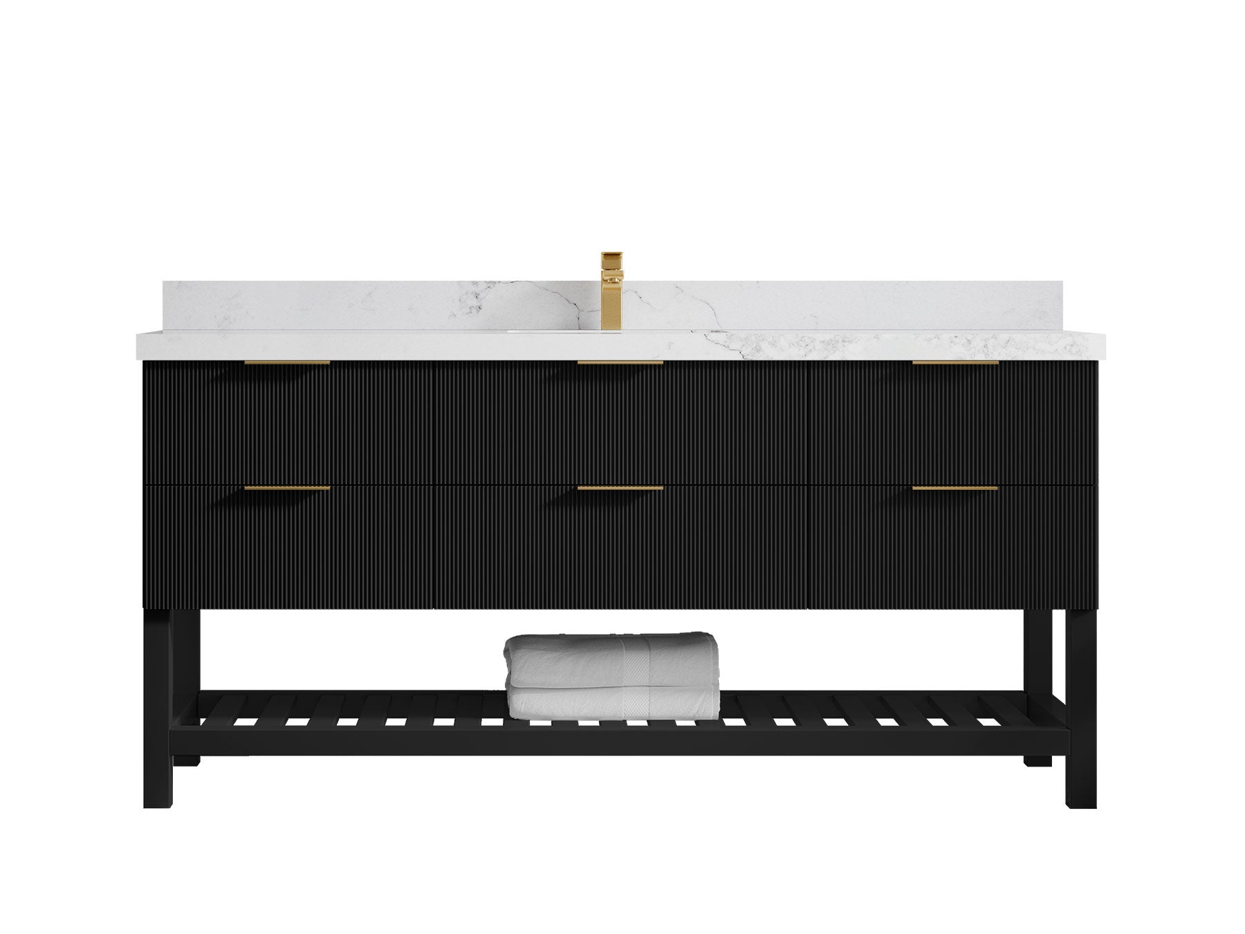 Catalina 72 in W x 22 in D Free Standing Reeded Single Sink Bathroom Vanity - Willow Bath and Vanity