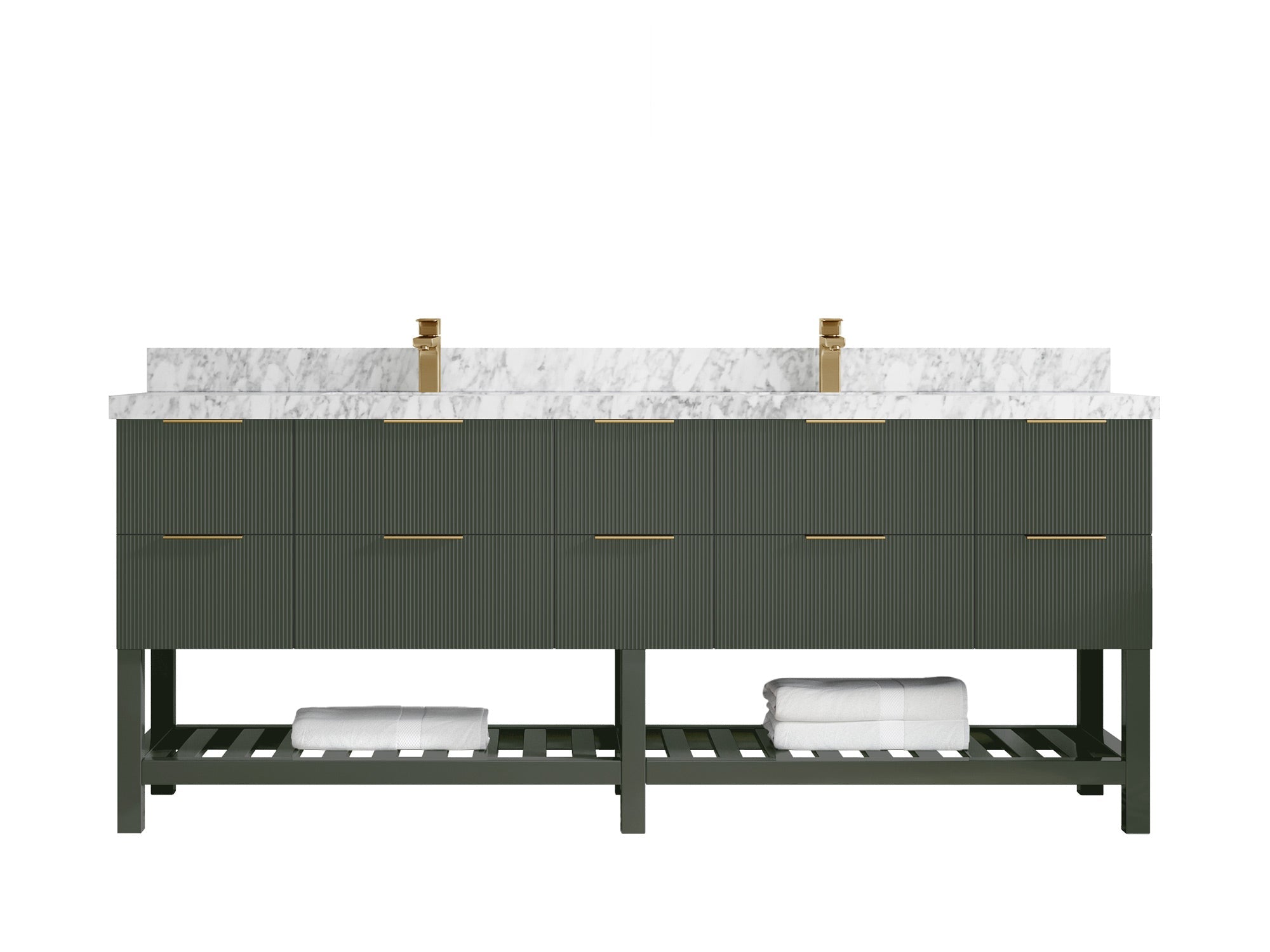 Catalina 84 in W x 22 in D Free Standing Reeded Double Sink Bathroom Vanity - Willow Bath and Vanity