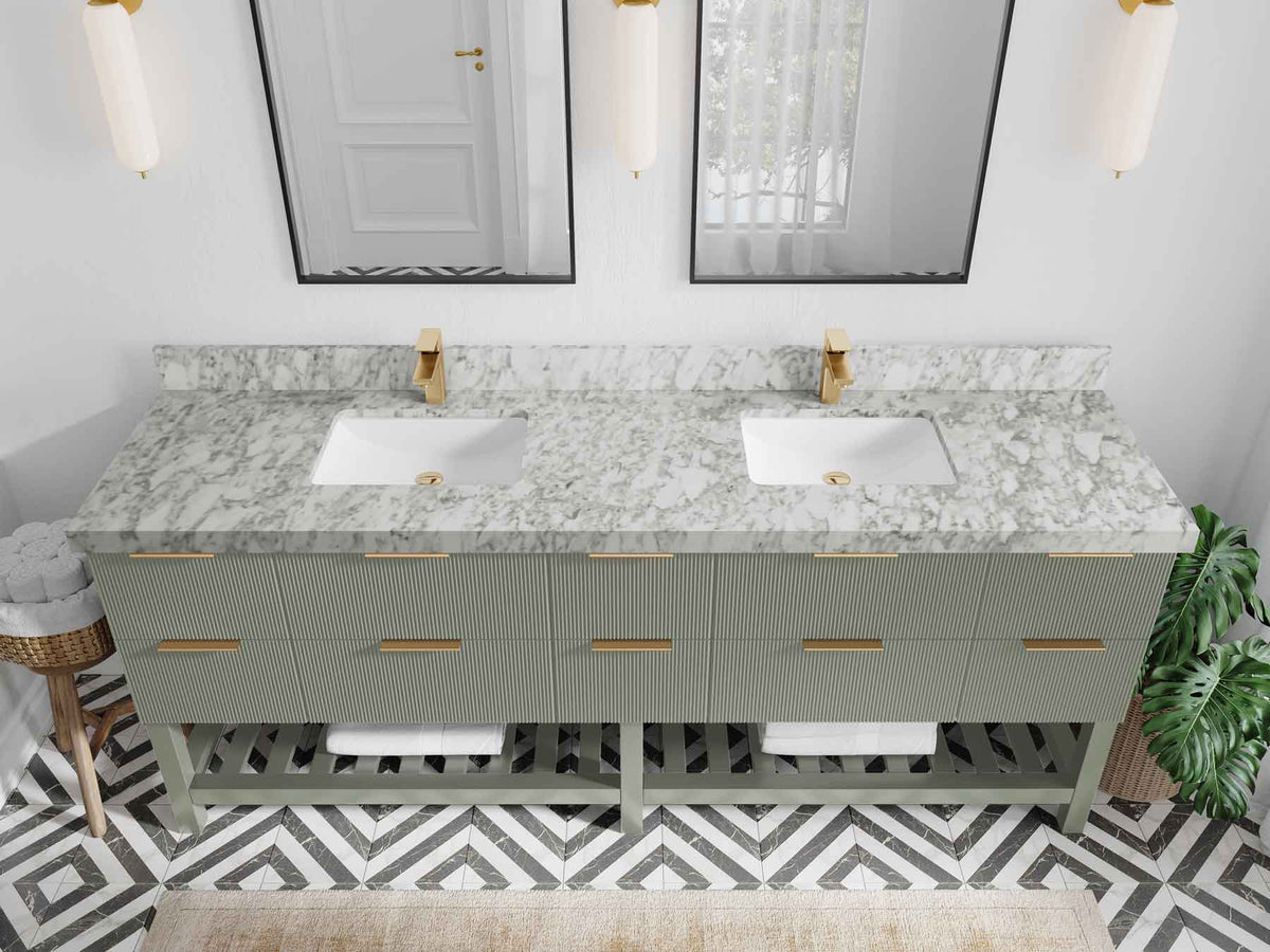 Catalina 84 in W x 22 in D Free Standing Reeded Double Sink Bathroom Vanity - Willow Bath and Vanity